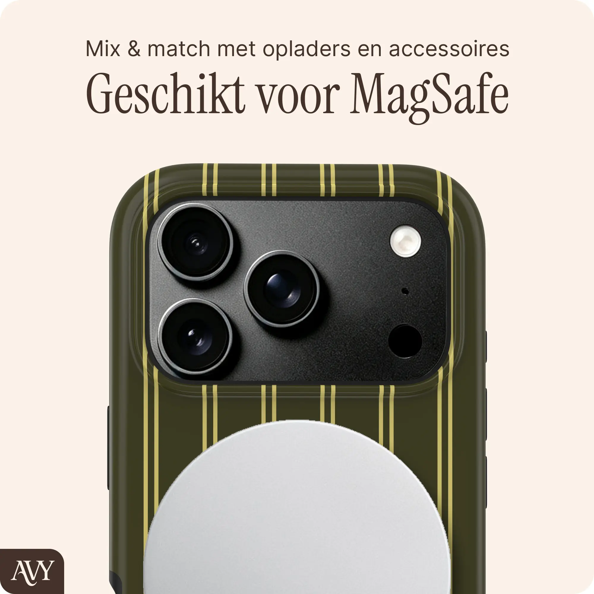AVY Apple iPhone 18 Pro Hoesje MagSafe Back Cover Martini Olive afbeelding 4
