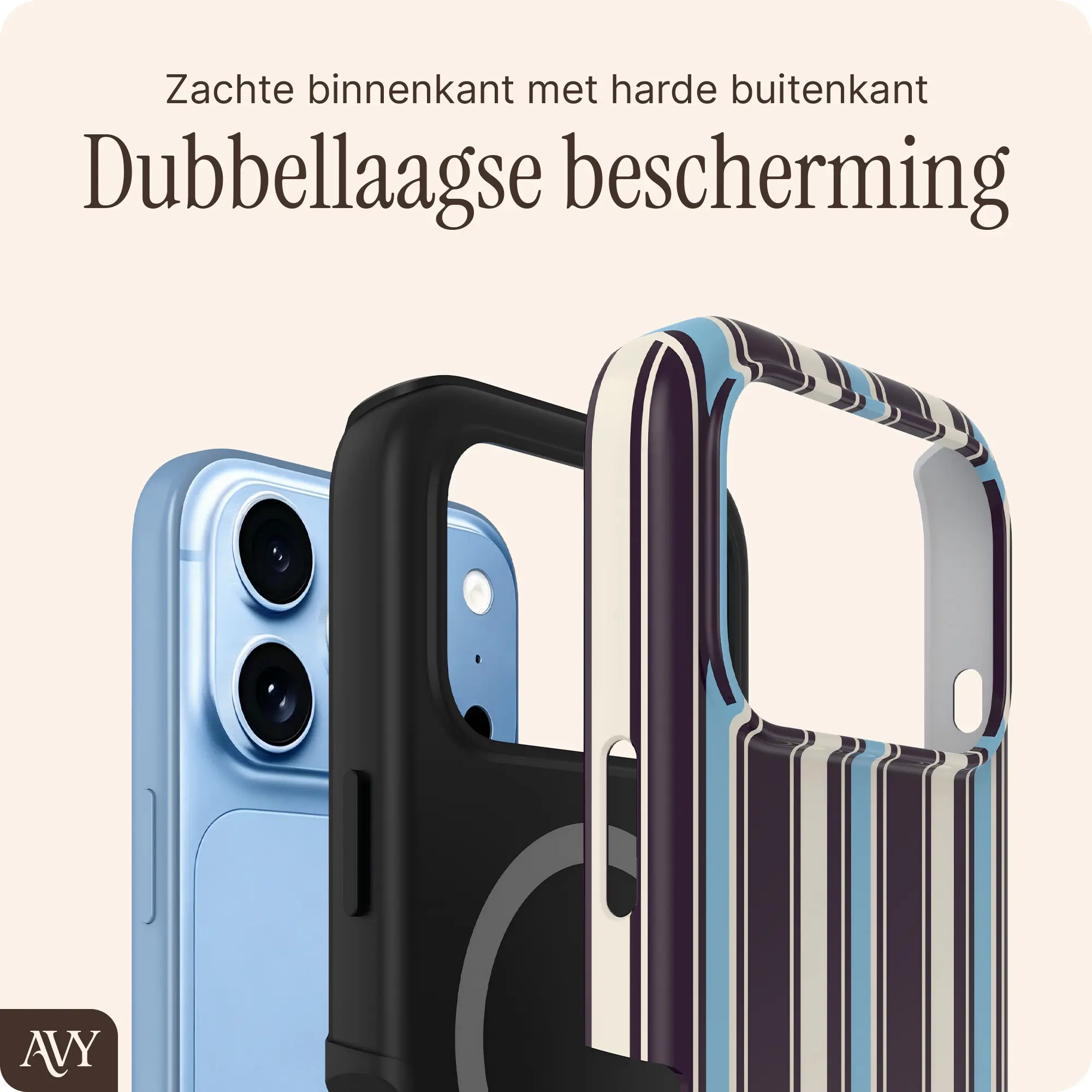 AVY Apple iPhone 18 Pro Hoesje MagSafe Back Cover Oxford Stripe afbeelding 2