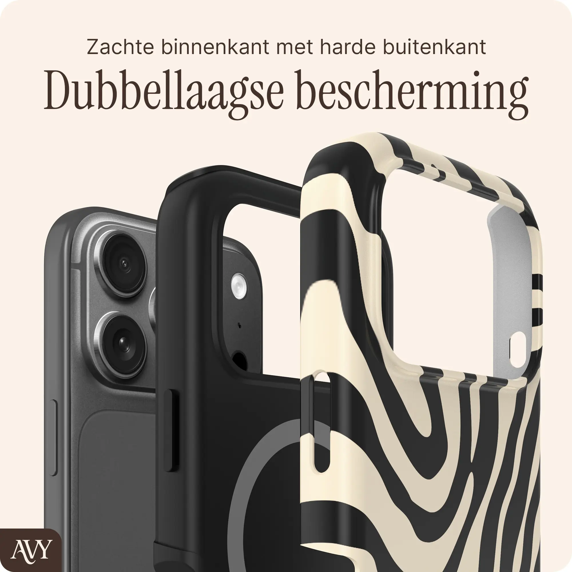 AVY Apple iPhone 18 Pro Max Hoesje MagSafe Back Cover Serengeti Zebra afbeelding 2