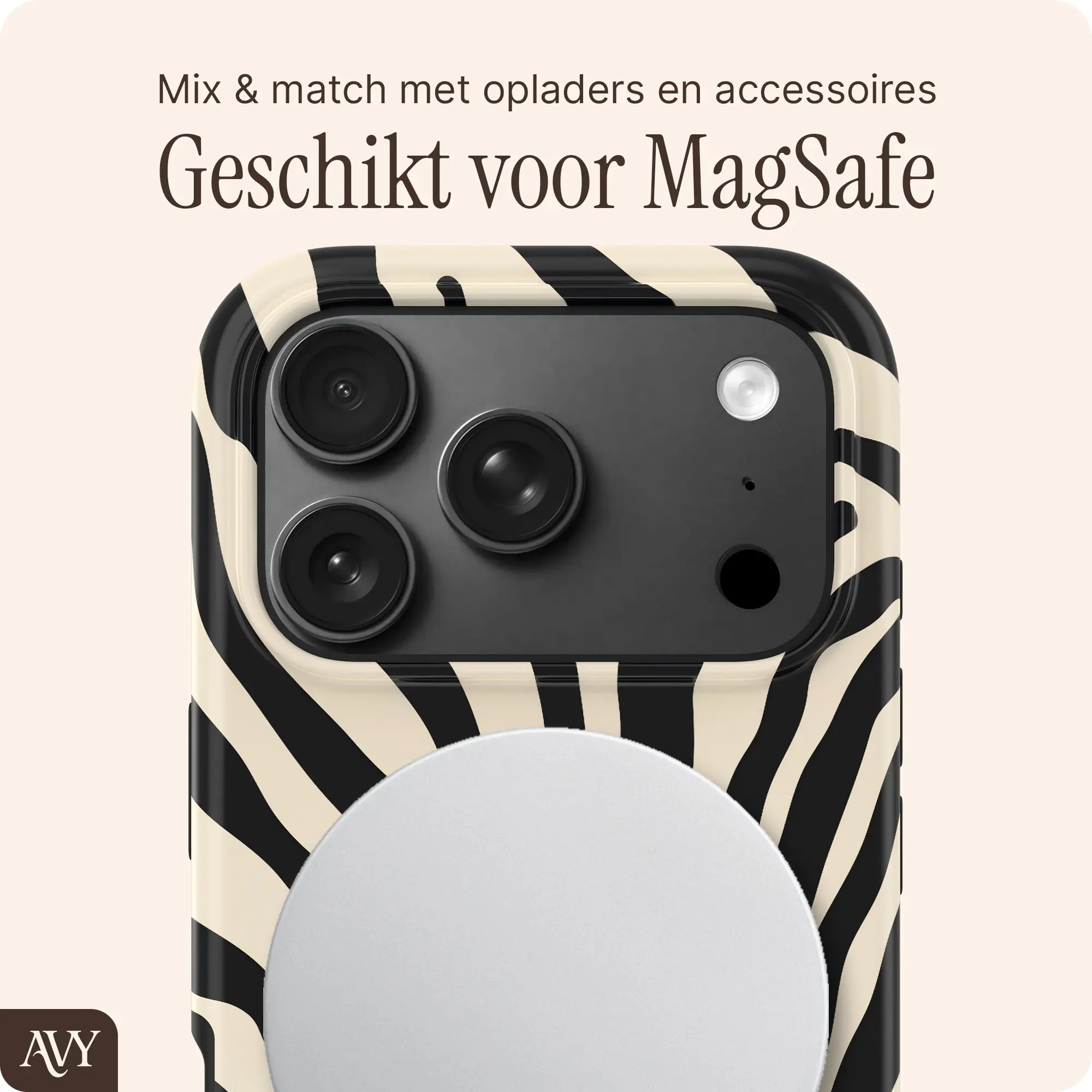 AVY Apple iPhone 18 Pro Max Hoesje MagSafe Back Cover Serengeti Zebra afbeelding 4