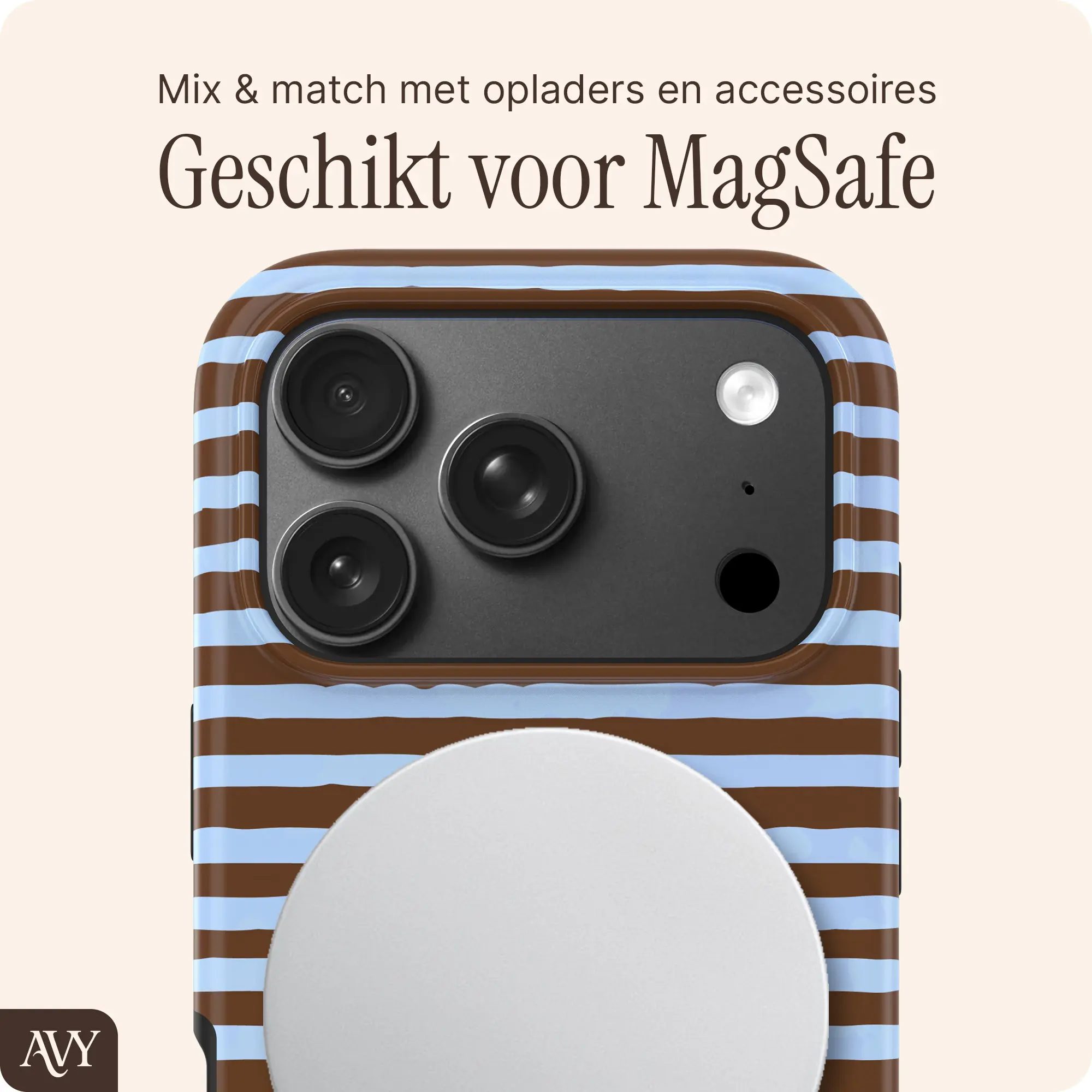 AVY Apple iPhone 18 Pro Max Hoesje MagSafe Back Cover Ocean Latte afbeelding 4
