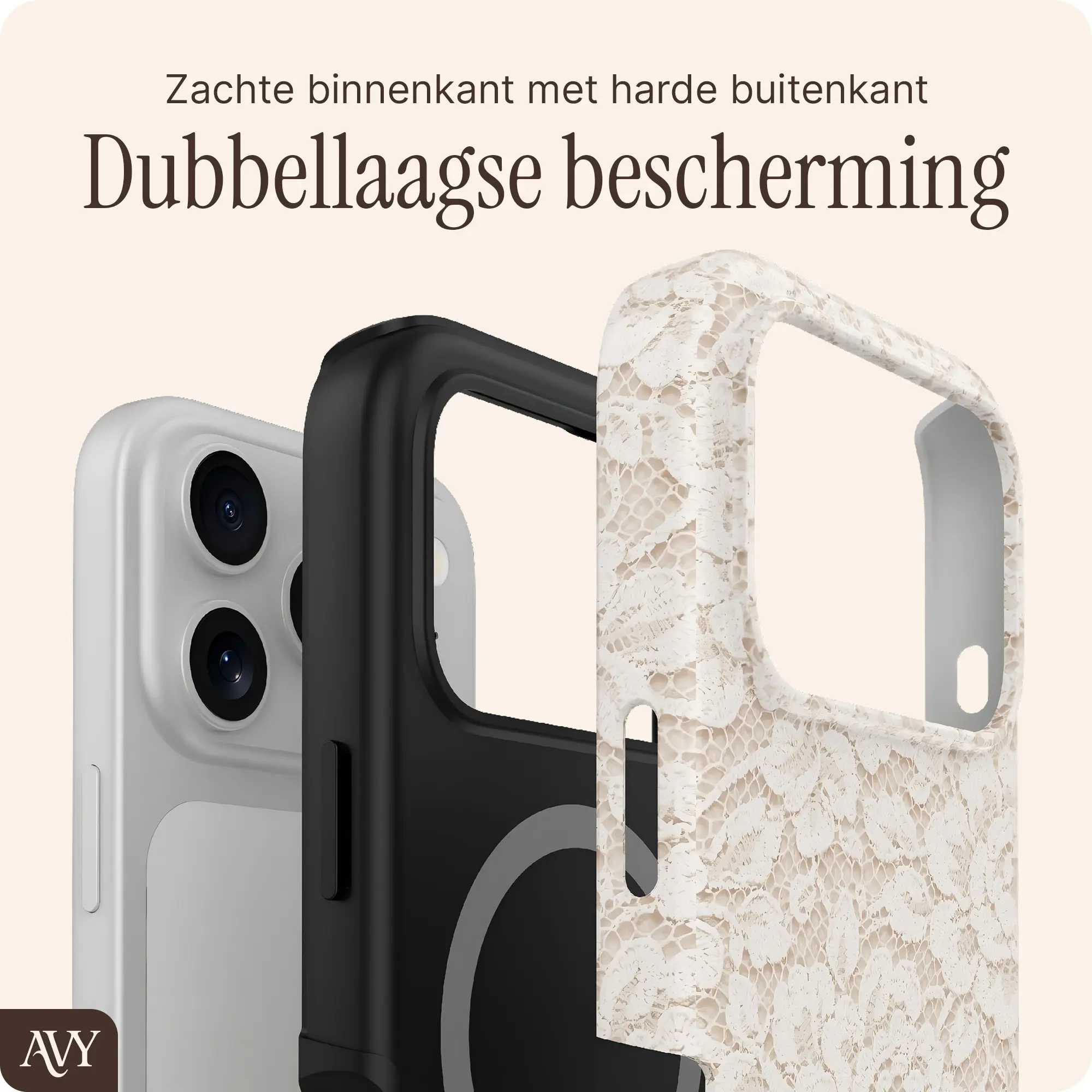 AVY Apple iPhone 18 Pro Max Hoesje MagSafe Back Cover Vintage Lace afbeelding 5