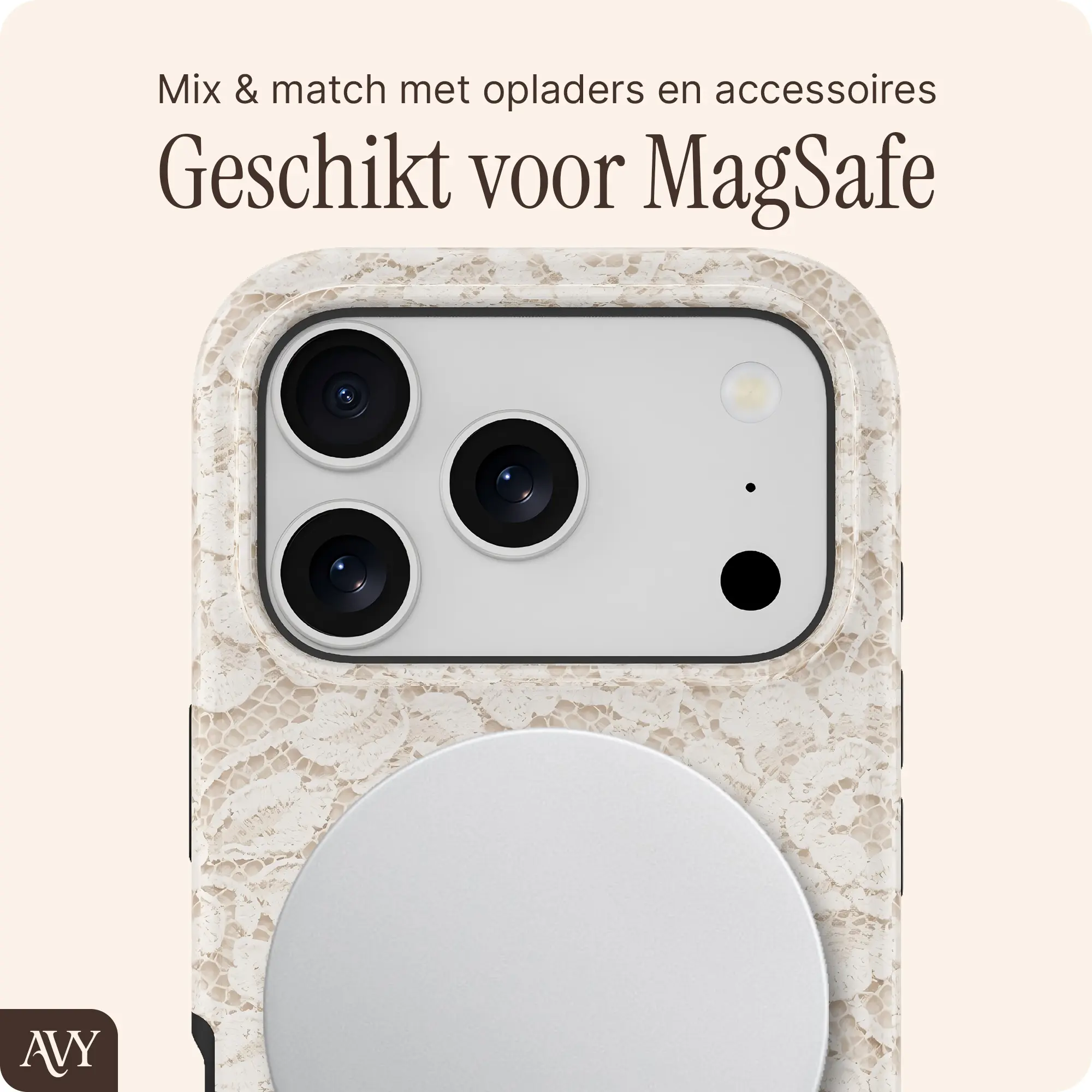AVY Apple iPhone 18 Pro Max Hoesje MagSafe Back Cover Vintage Lace afbeelding 6