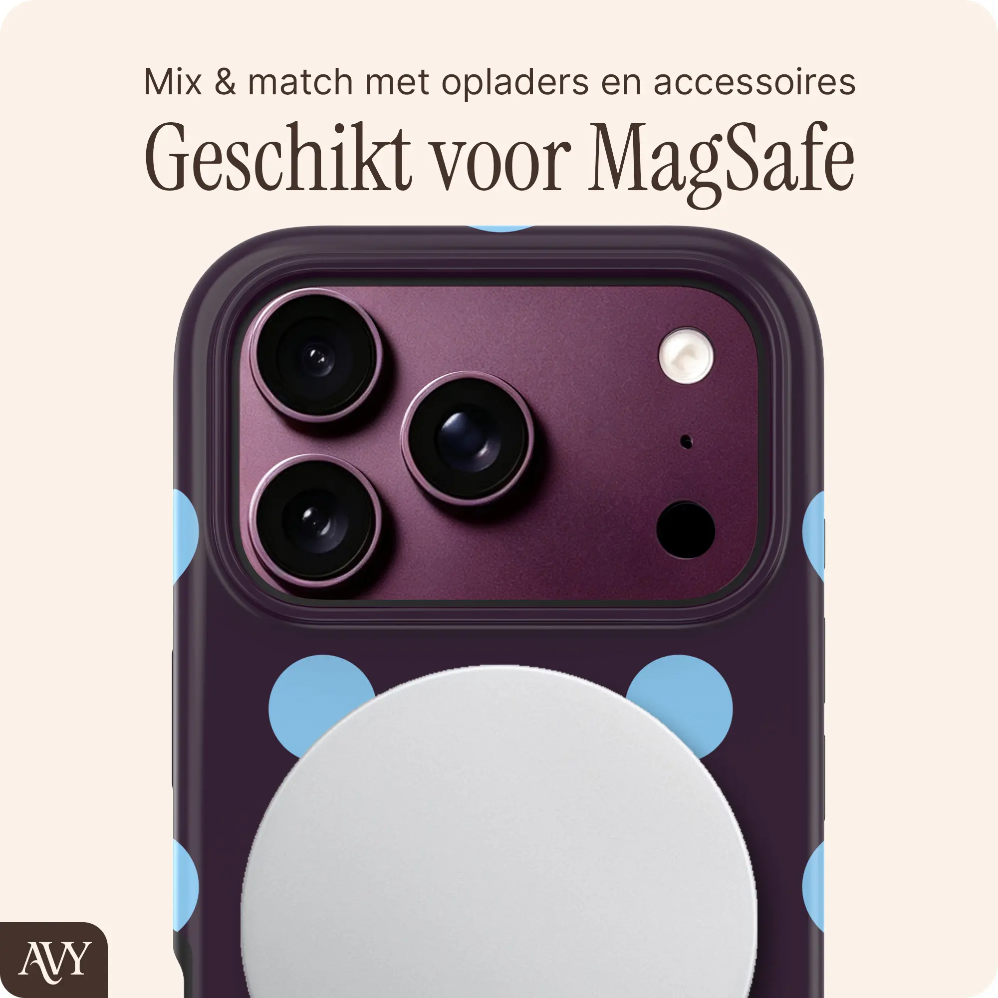 AVY Apple iPhone 18 Pro Max Hoesje MagSafe Back Cover Blueberry Wine afbeelding 4