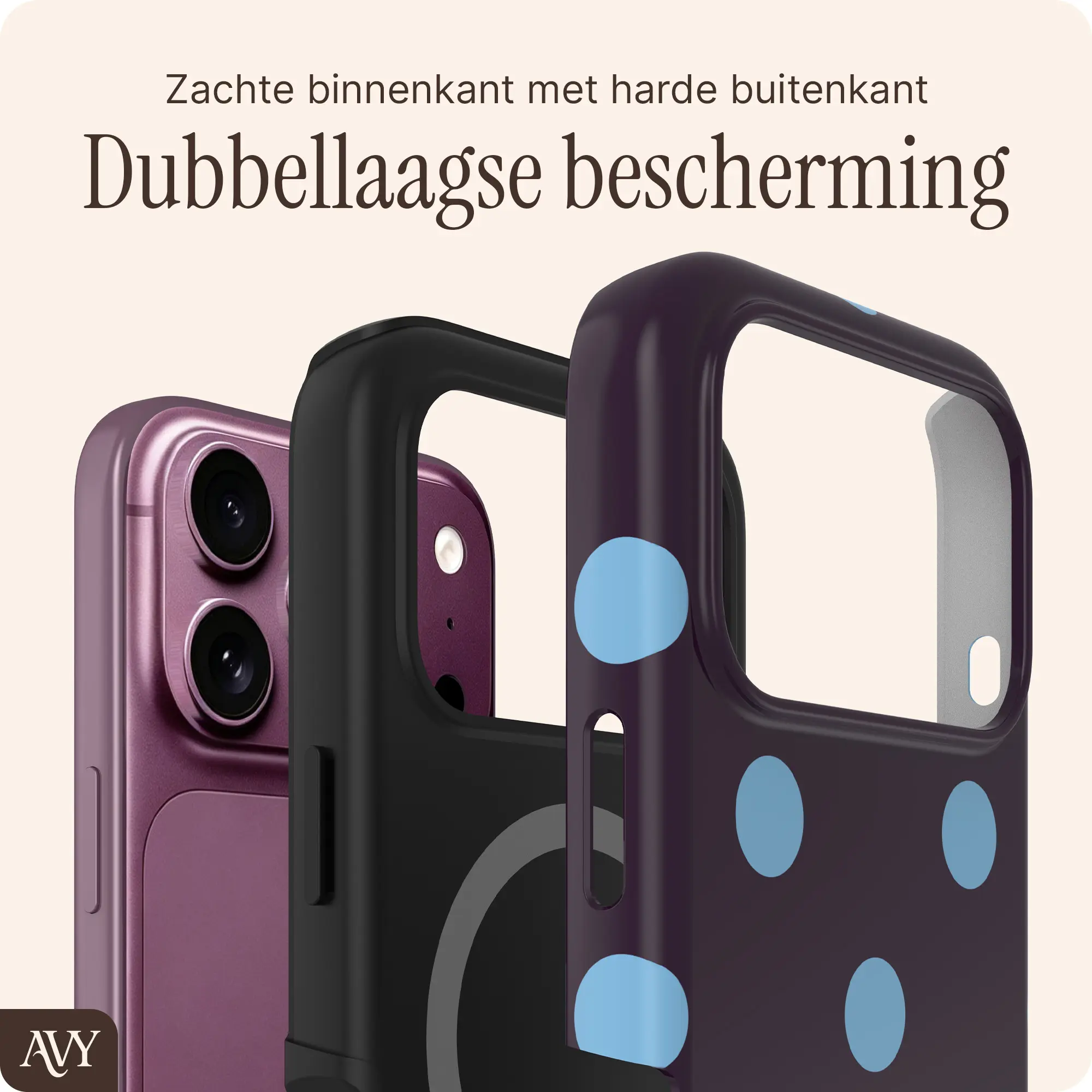 AVY Apple iPhone 18 Pro Max Hoesje MagSafe Back Cover Blueberry Wine afbeelding 2