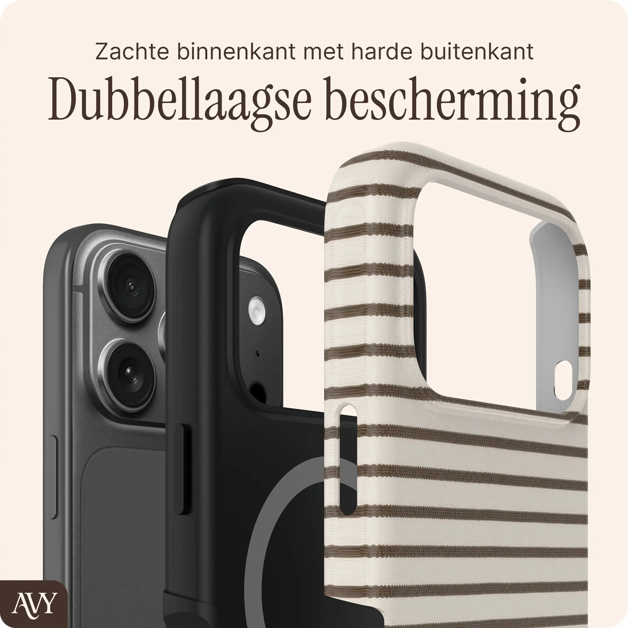 AVY Apple iPhone 18 Pro Max Hoesje MagSafe Back Cover Cafe Creme afbeelding 2