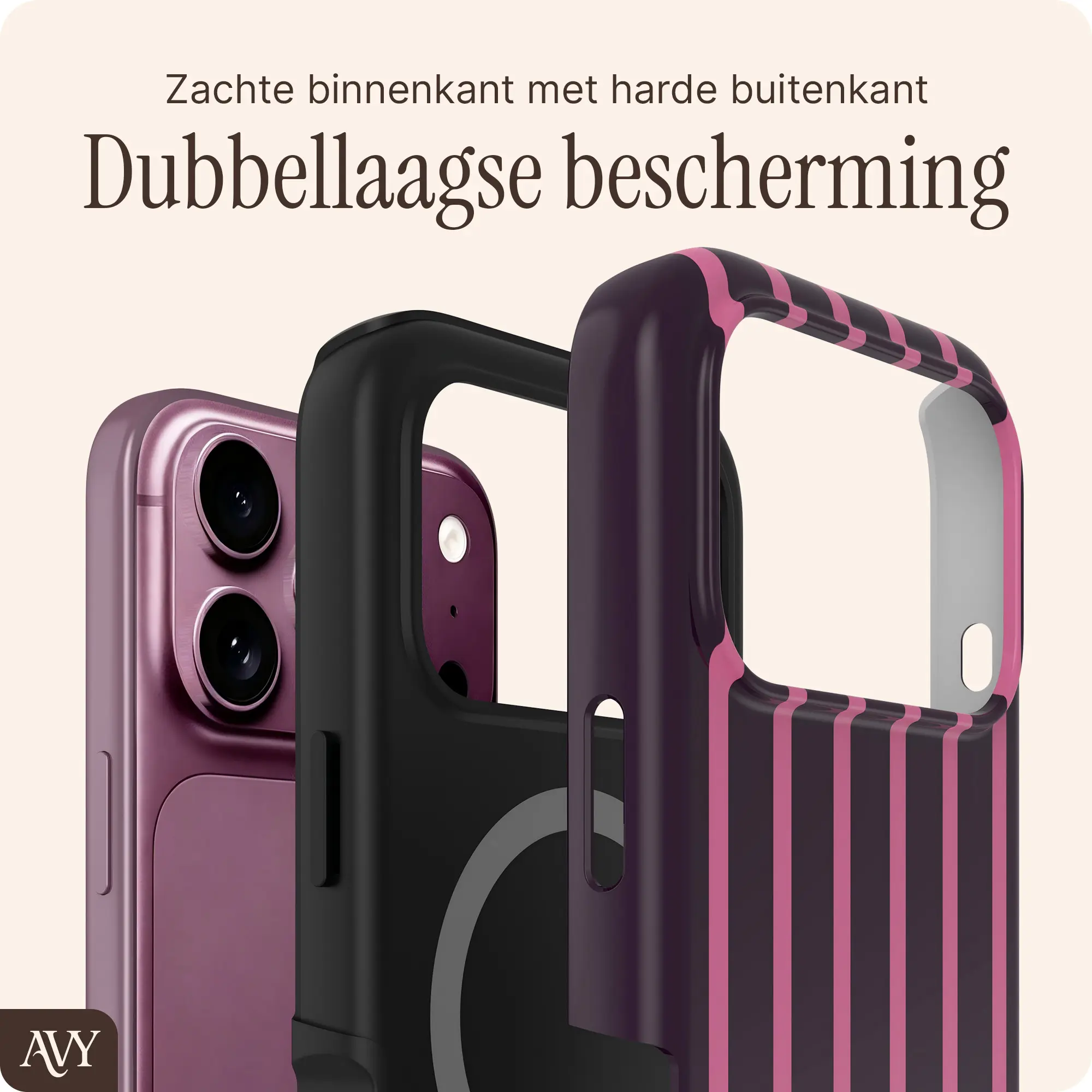 AVY Apple iPhone 18 Pro Max Hoesje MagSafe Back Cover Cherry Wine afbeelding 2