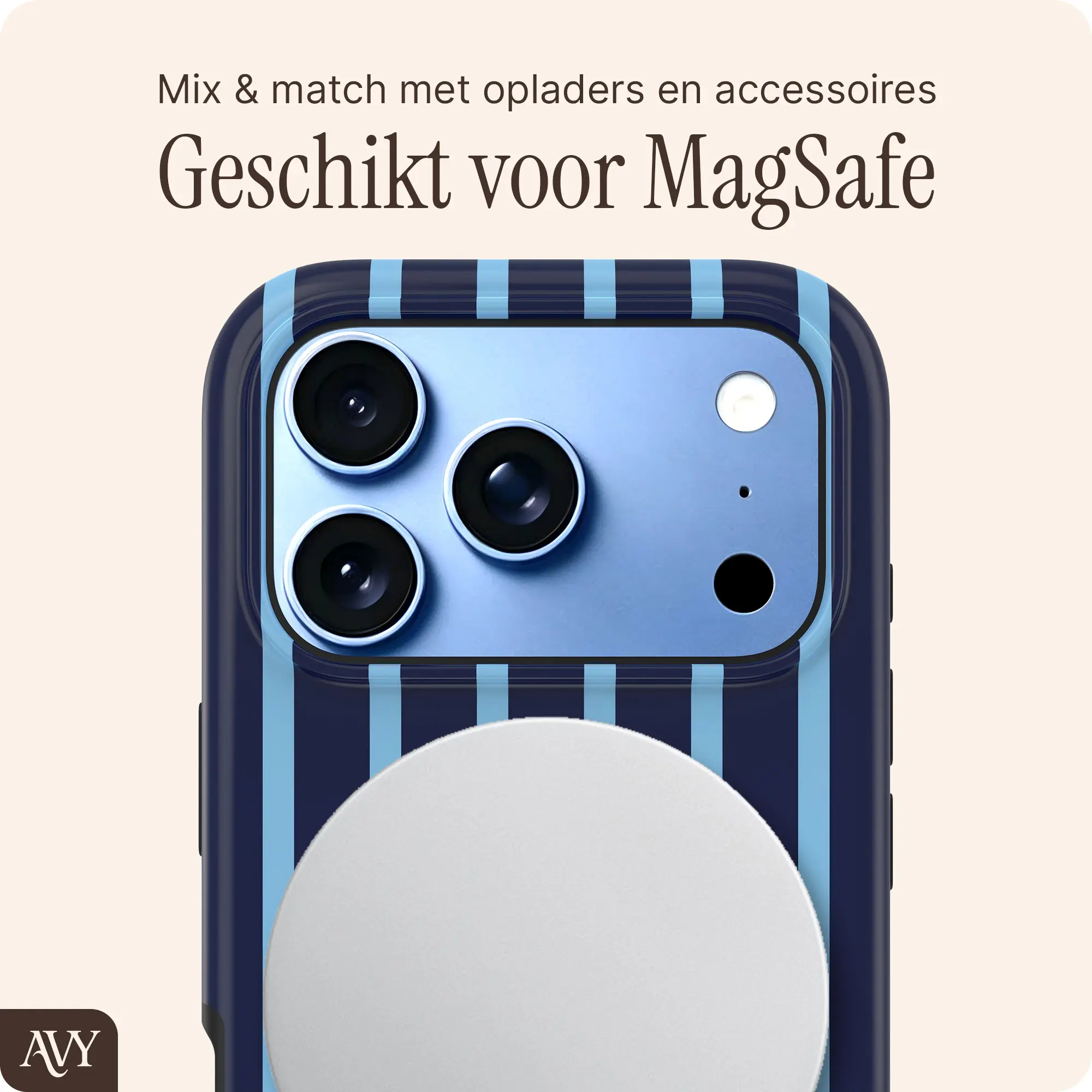 AVY Apple iPhone 18 Pro Max Hoesje MagSafe Back Cover Blue Society afbeelding 4