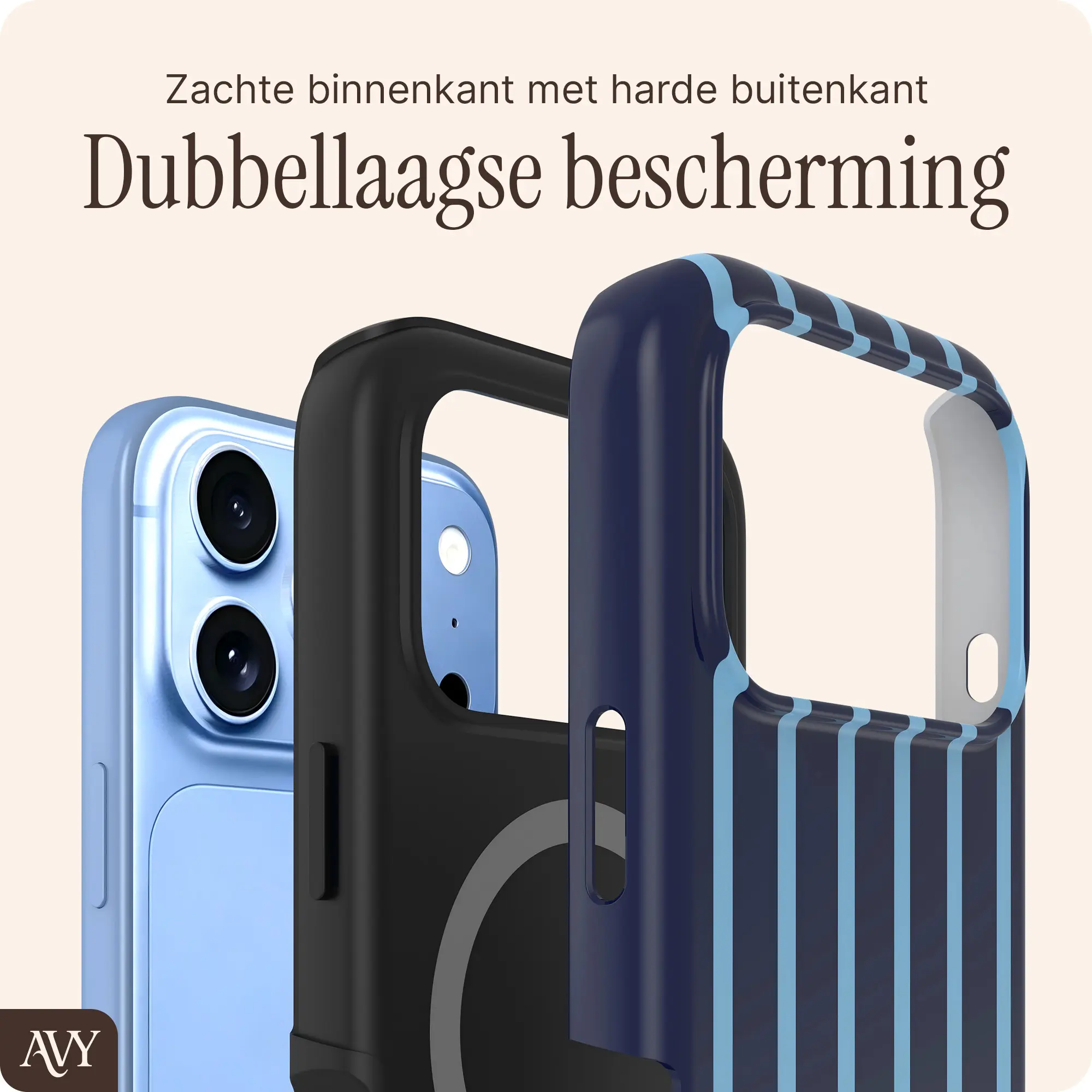 AVY Apple iPhone 18 Pro Max Hoesje MagSafe Back Cover Blue Society afbeelding 2