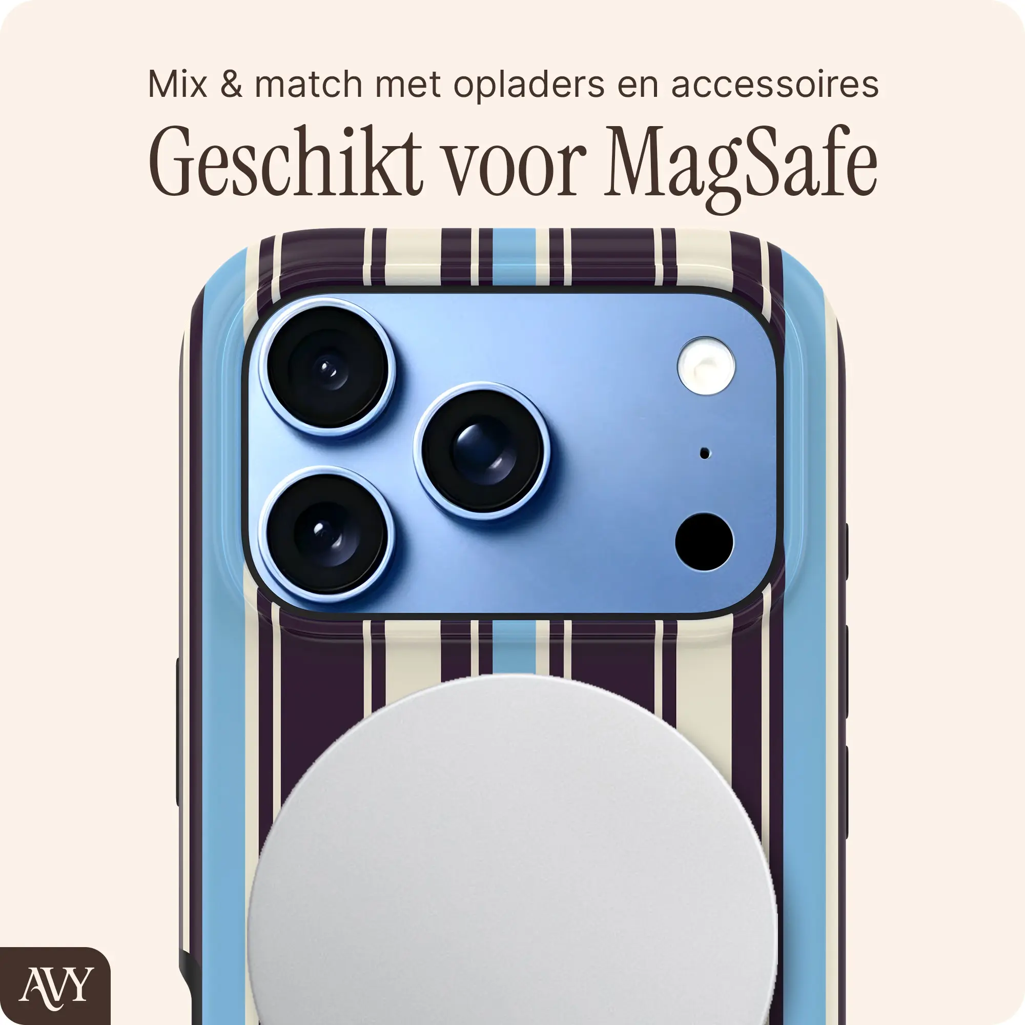 AVY Apple iPhone 18 Pro Max Hoesje MagSafe Back Cover Oxford Stripe afbeelding 4