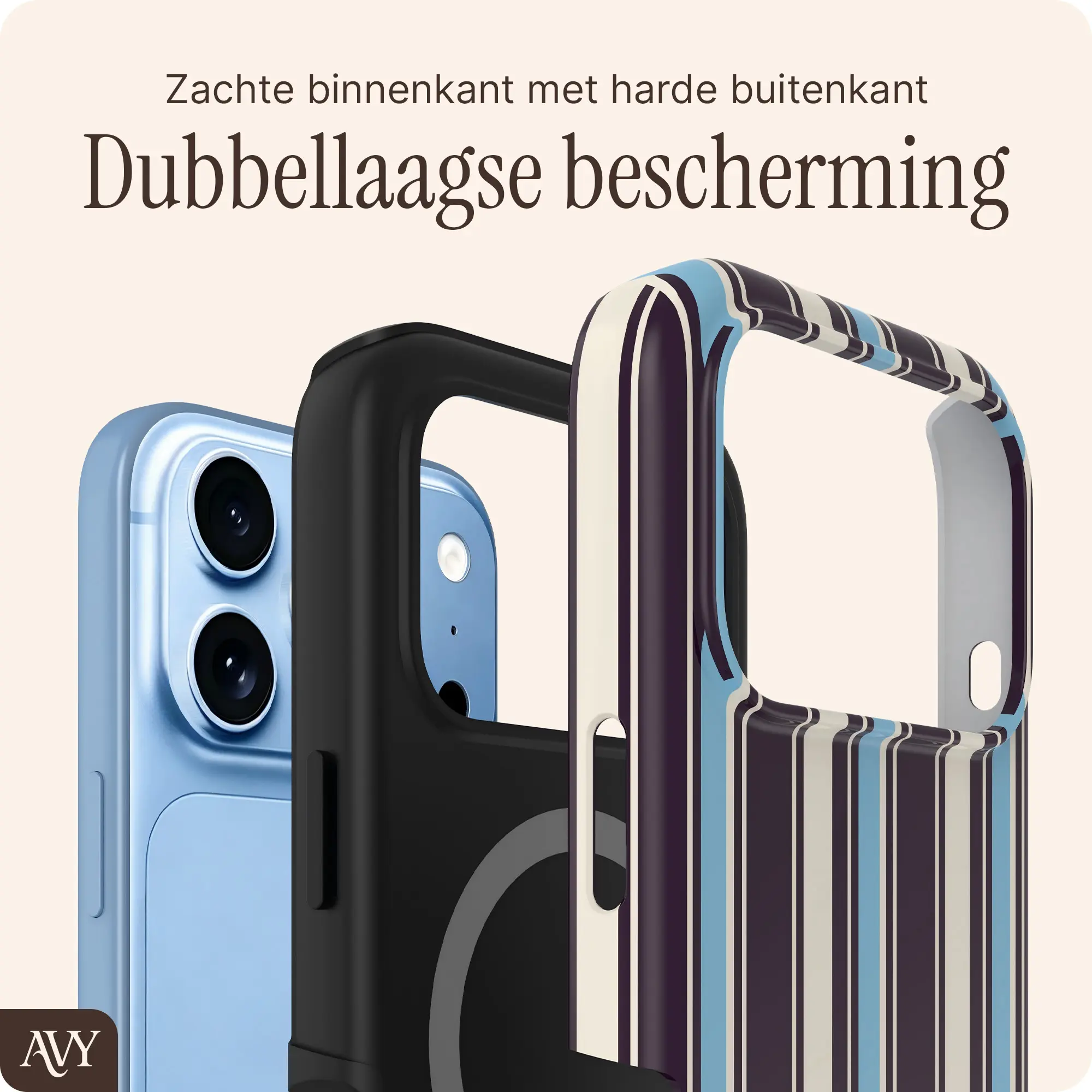 AVY Apple iPhone 18 Pro Max Hoesje MagSafe Back Cover Oxford Stripe afbeelding 2