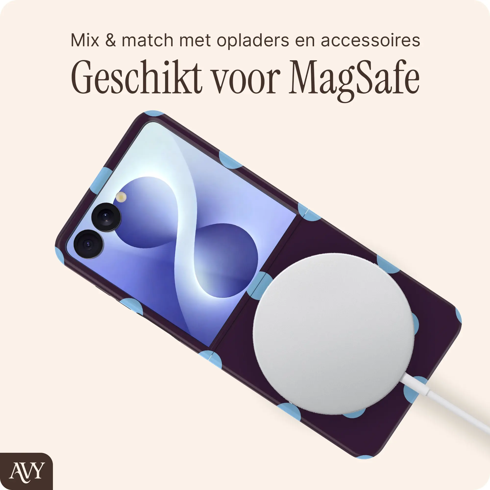 AVY Samsung Galaxy Z Flip 8 Hoesje MagSafe Back Cover Blueberry Wine afbeelding 3