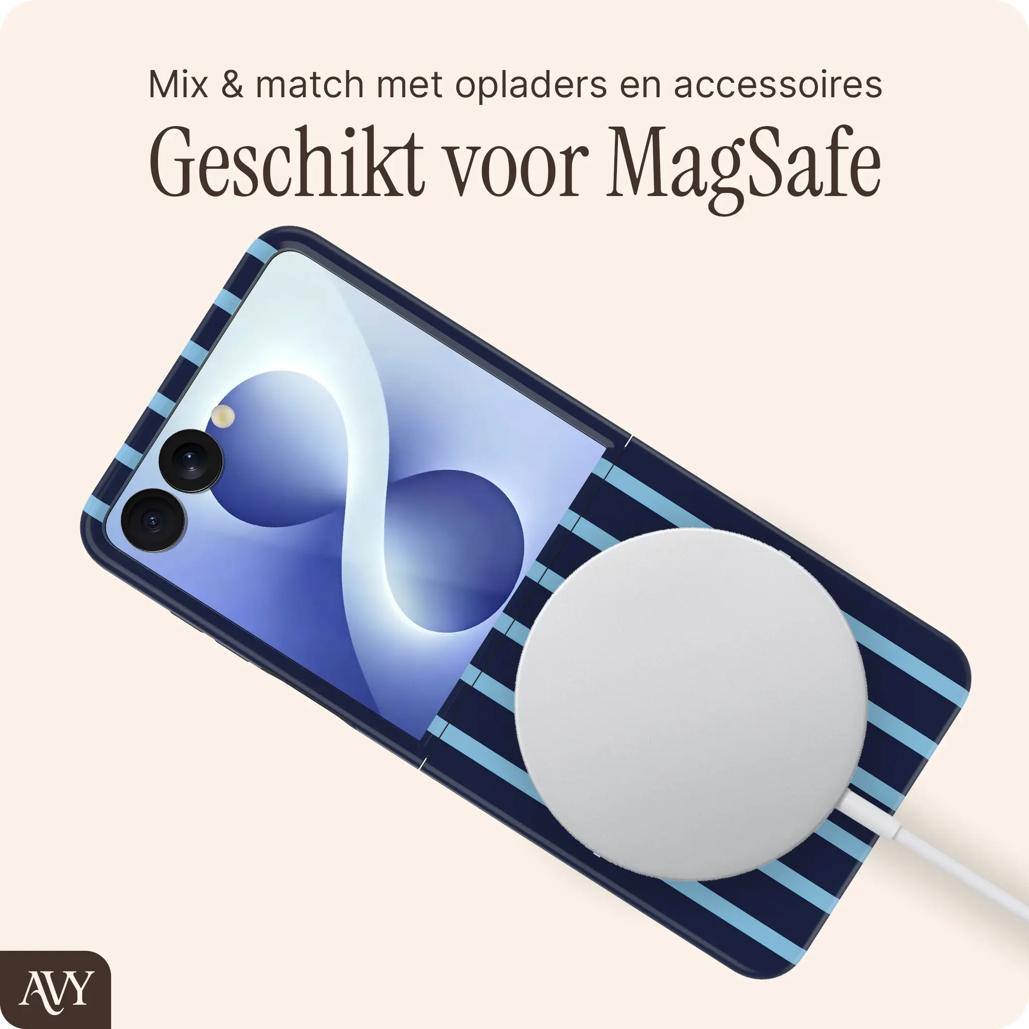 AVY Samsung Galaxy Z Flip 8 Hoesje MagSafe Back Cover Blue Society afbeelding 4