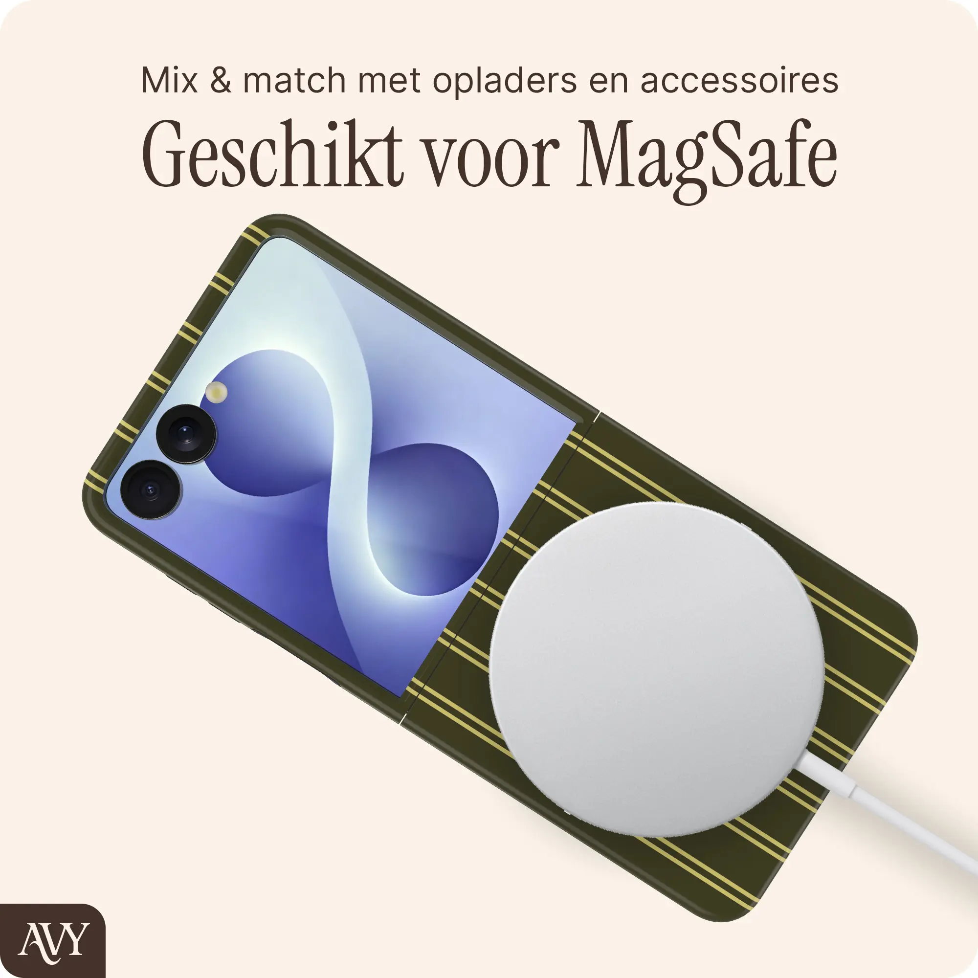 AVY Samsung Galaxy Z Flip 8 Hoesje MagSafe Back Cover Martini Olive afbeelding 4
