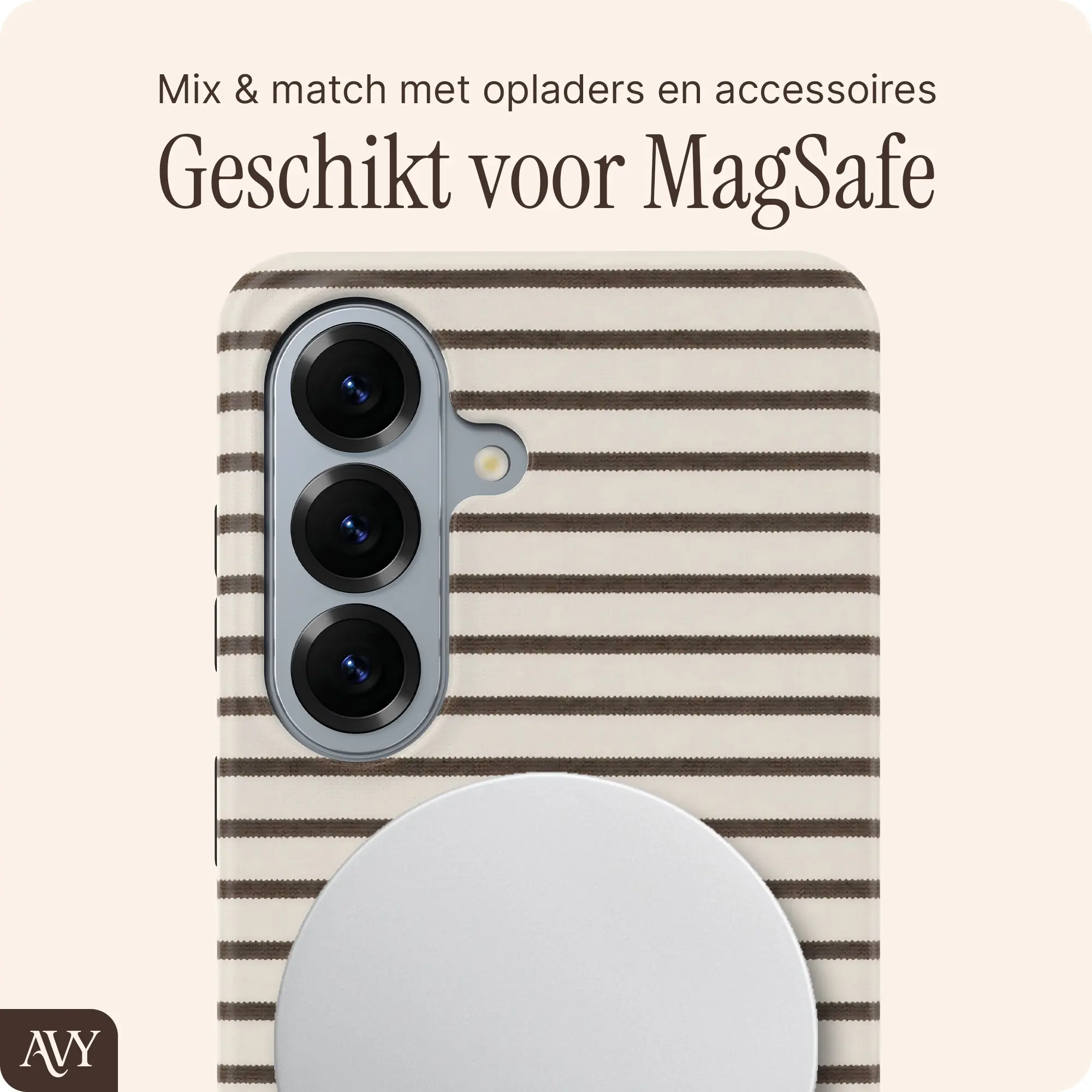 AVY Samsung Galaxy S26 Hoesje MagSafe Back Cover Cafe Creme afbeelding 4