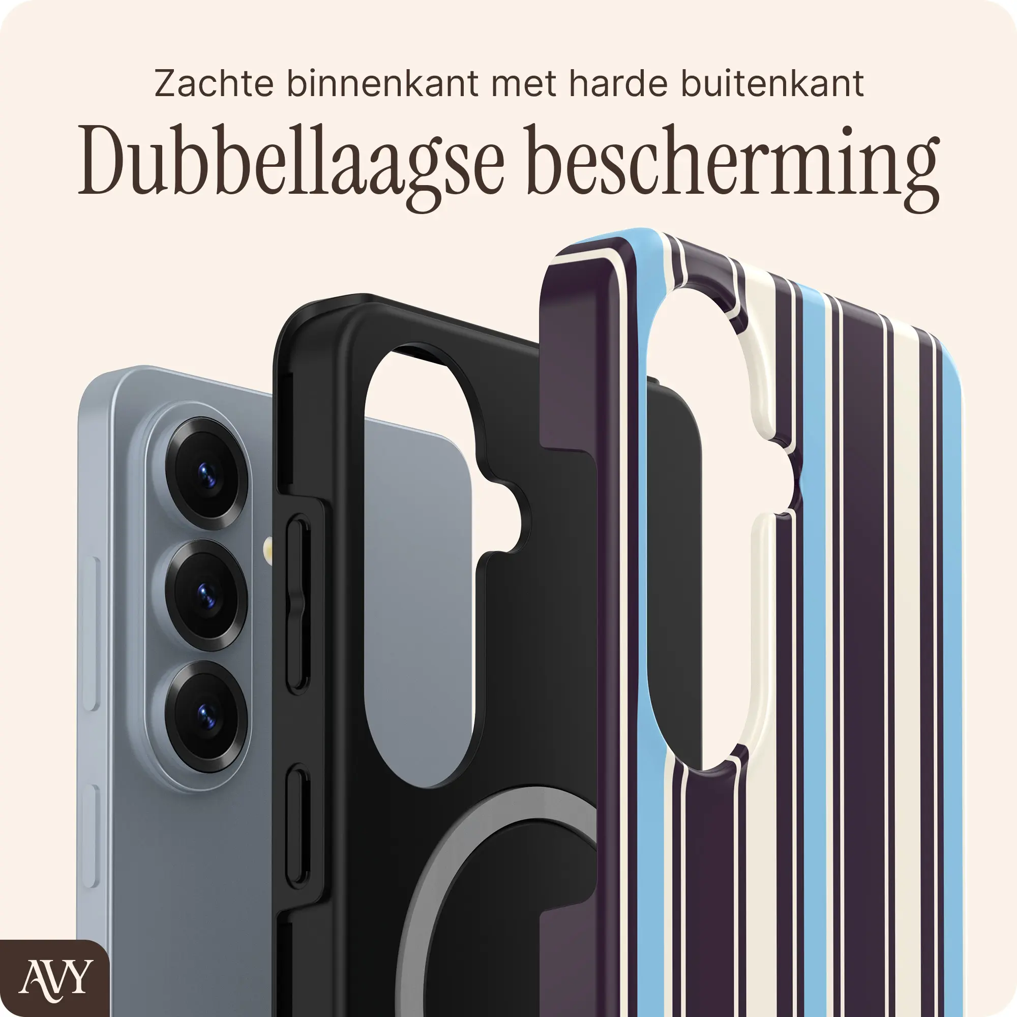 AVY Samsung Galaxy S26 Hoesje MagSafe Back Cover Oxford Stripe afbeelding 2