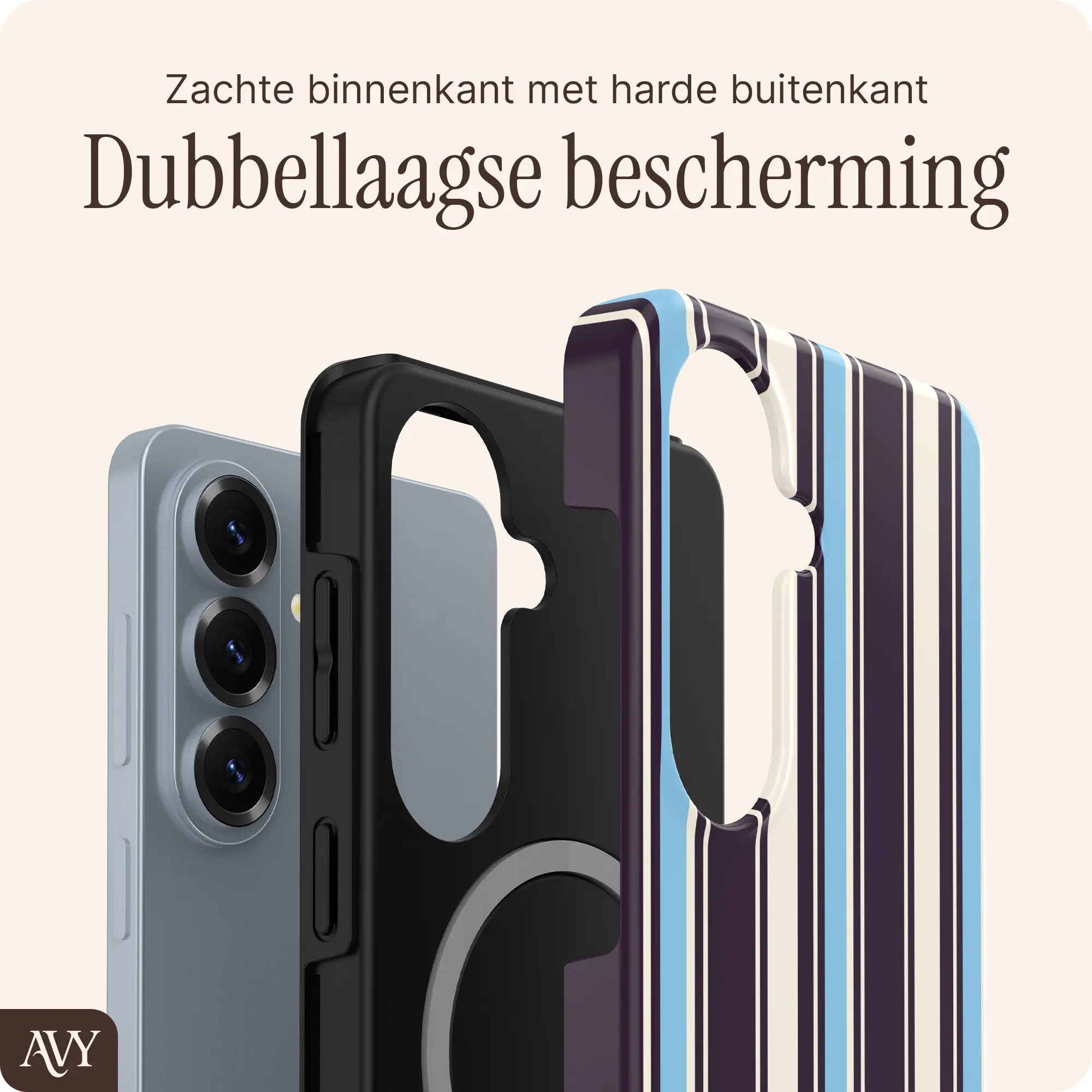 AVY Samsung Galaxy S26 Plus Hoesje MagSafe Back Cover Oxford Stripe afbeelding 2