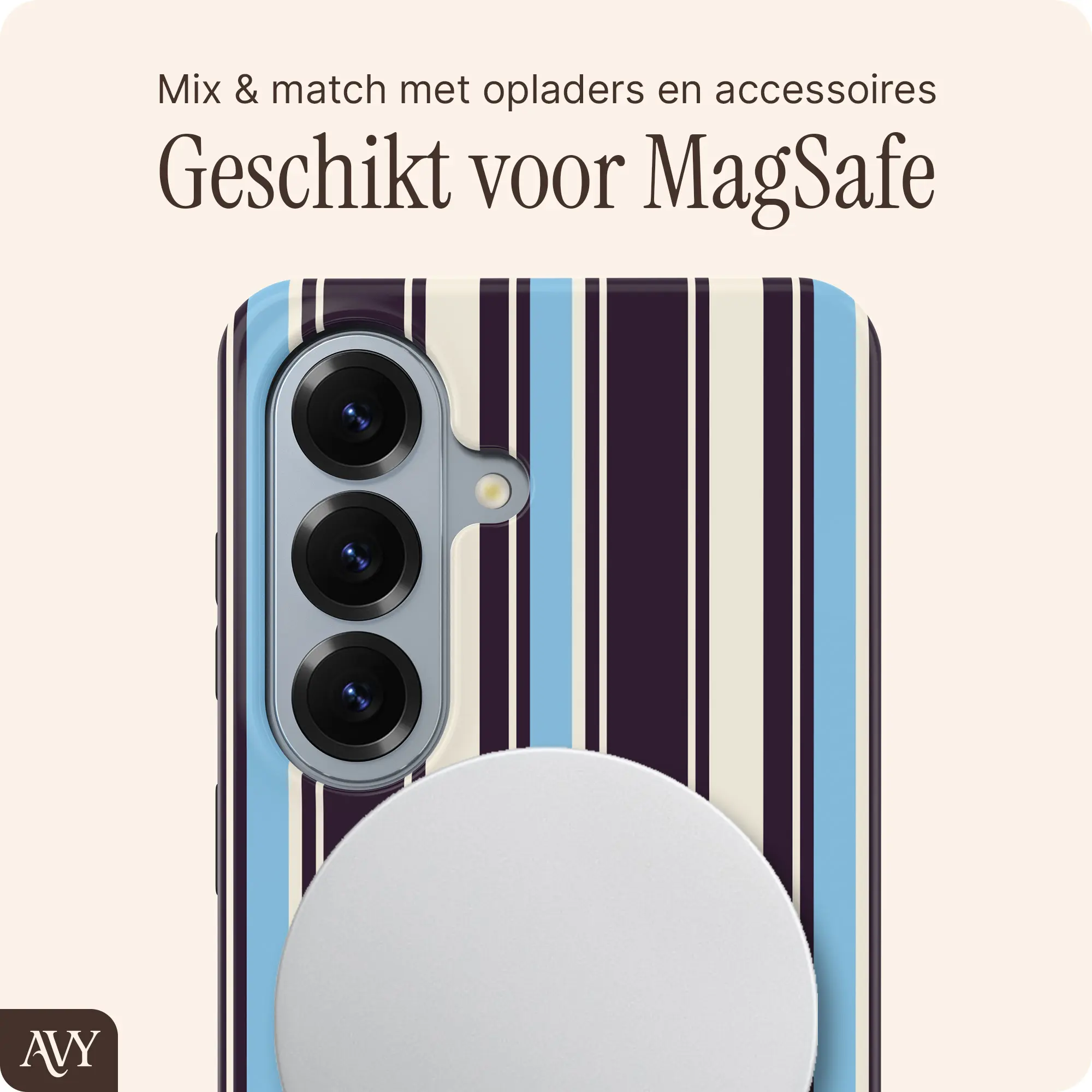 AVY Samsung Galaxy S26 Plus Hoesje MagSafe Back Cover Oxford Stripe afbeelding 4