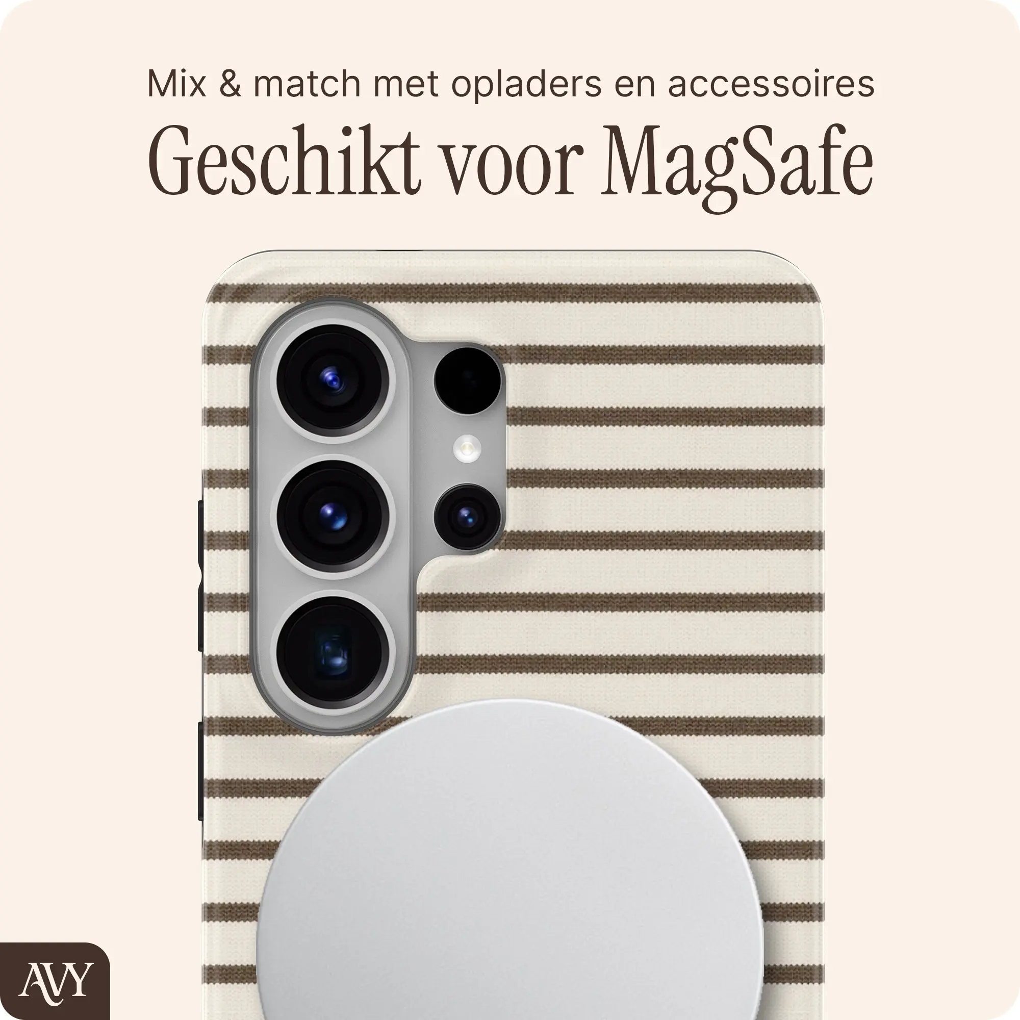 AVY Samsung Galaxy S26 Ultra Hoesje MagSafe Back Cover Cafe Creme afbeelding 3