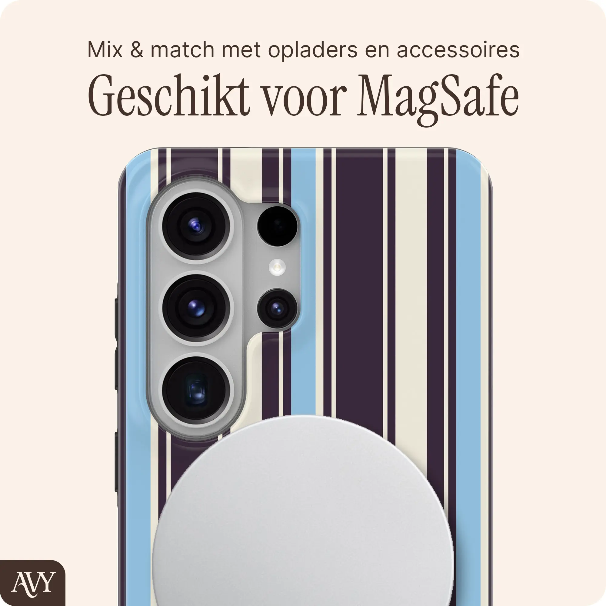 AVY Samsung Galaxy S26 Ultra Hoesje MagSafe Back Cover Oxford Stripe afbeelding 4