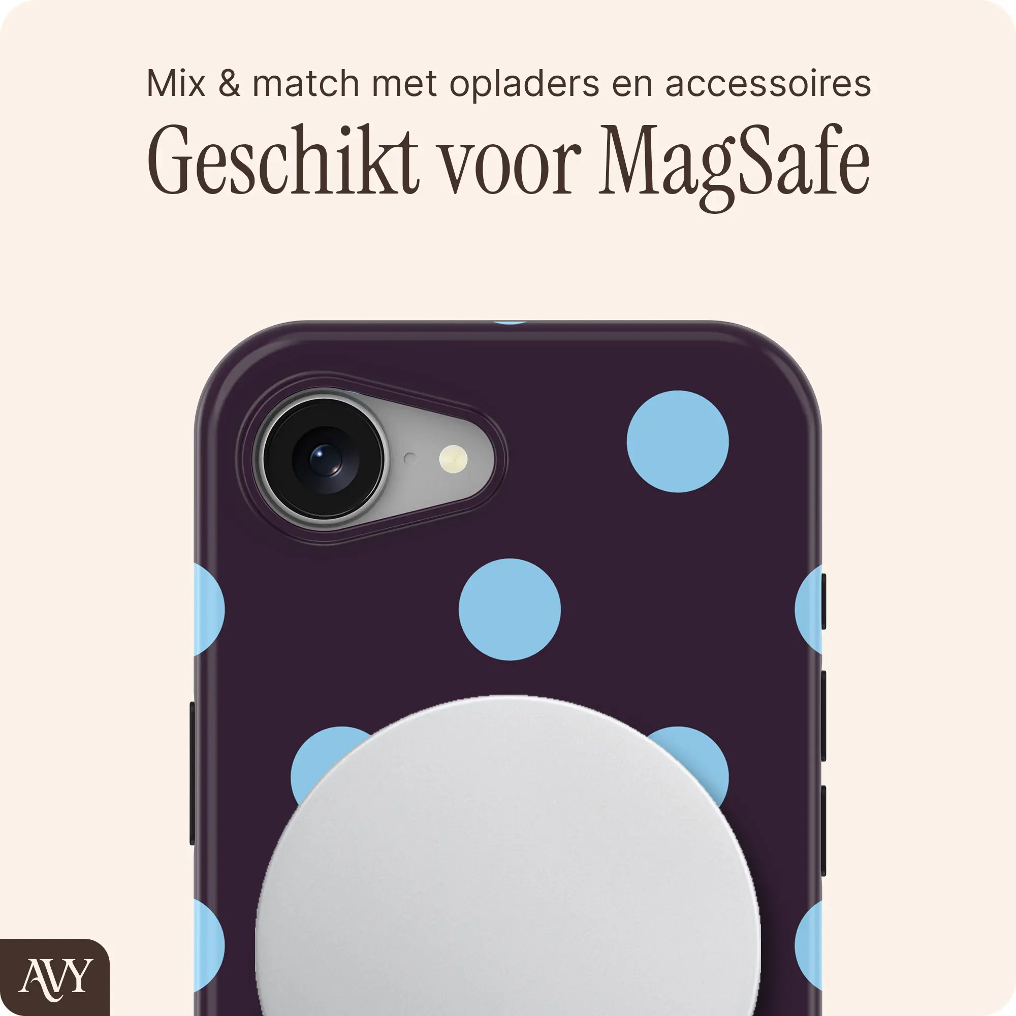 AVY Apple iPhone 17e / 16e Hoesje MagSafe Back Cover Blueberry Wine afbeelding 4