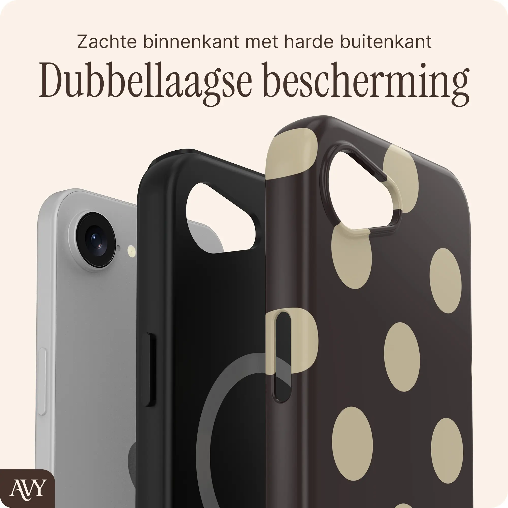 AVY Apple iPhone 17e / 16e Hoesje MagSafe Back Cover Tiramisu afbeelding 2