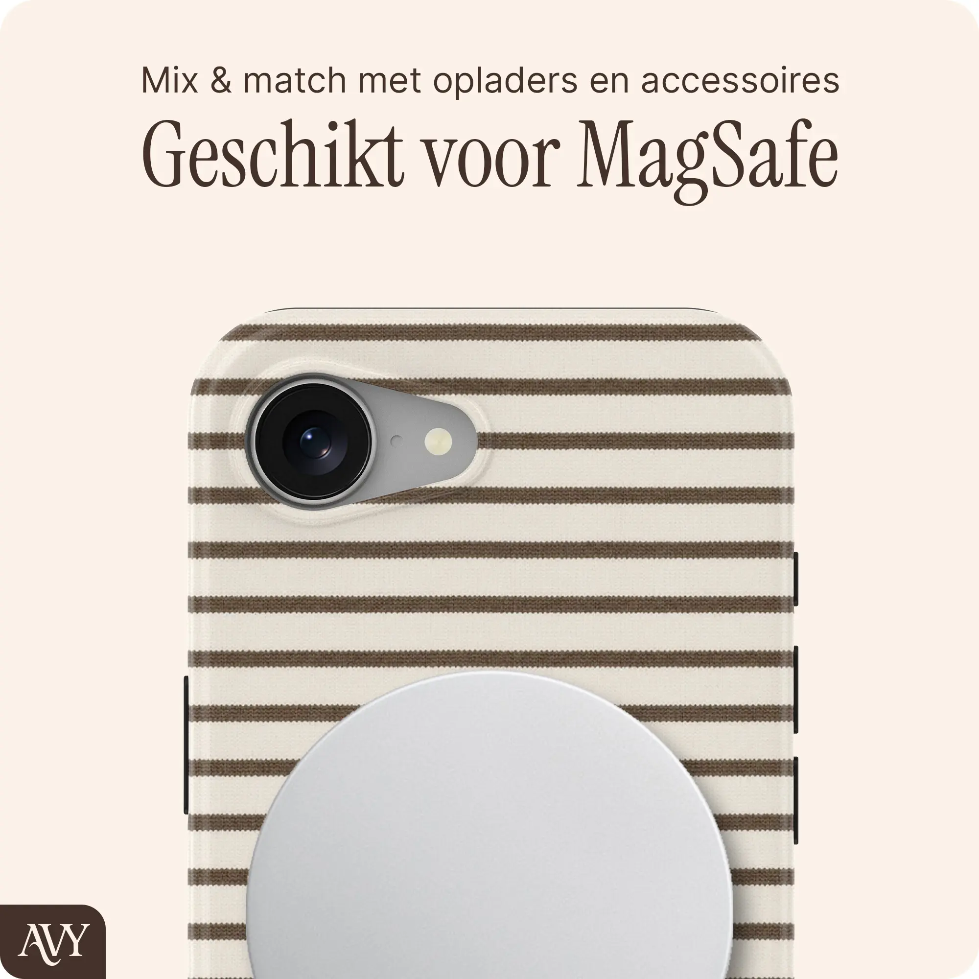 AVY Apple iPhone 17e / 16e Hoesje MagSafe Back Cover Cafe Creme afbeelding 4