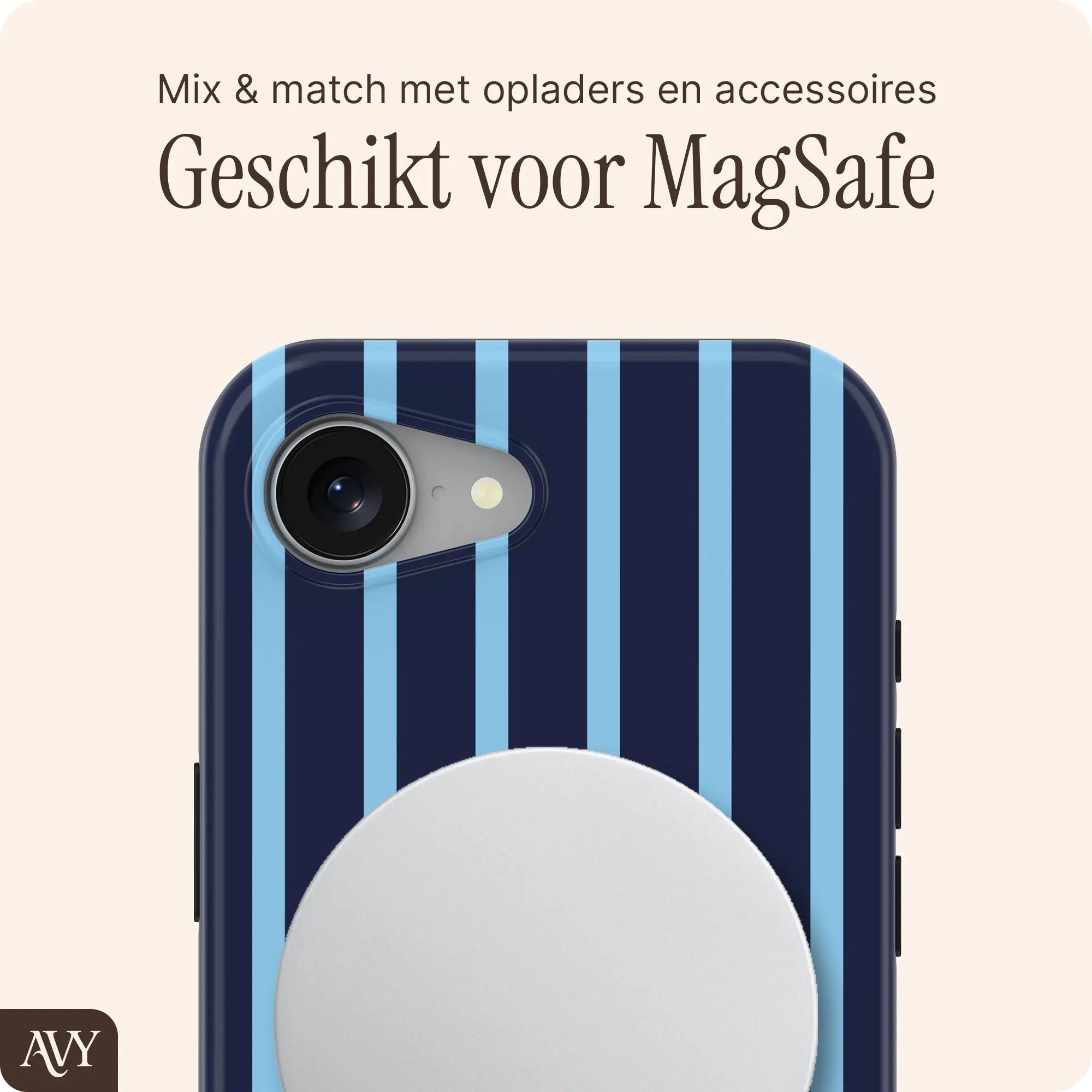 AVY Apple iPhone 17e / 16e Hoesje MagSafe Back Cover Blue Society afbeelding 4