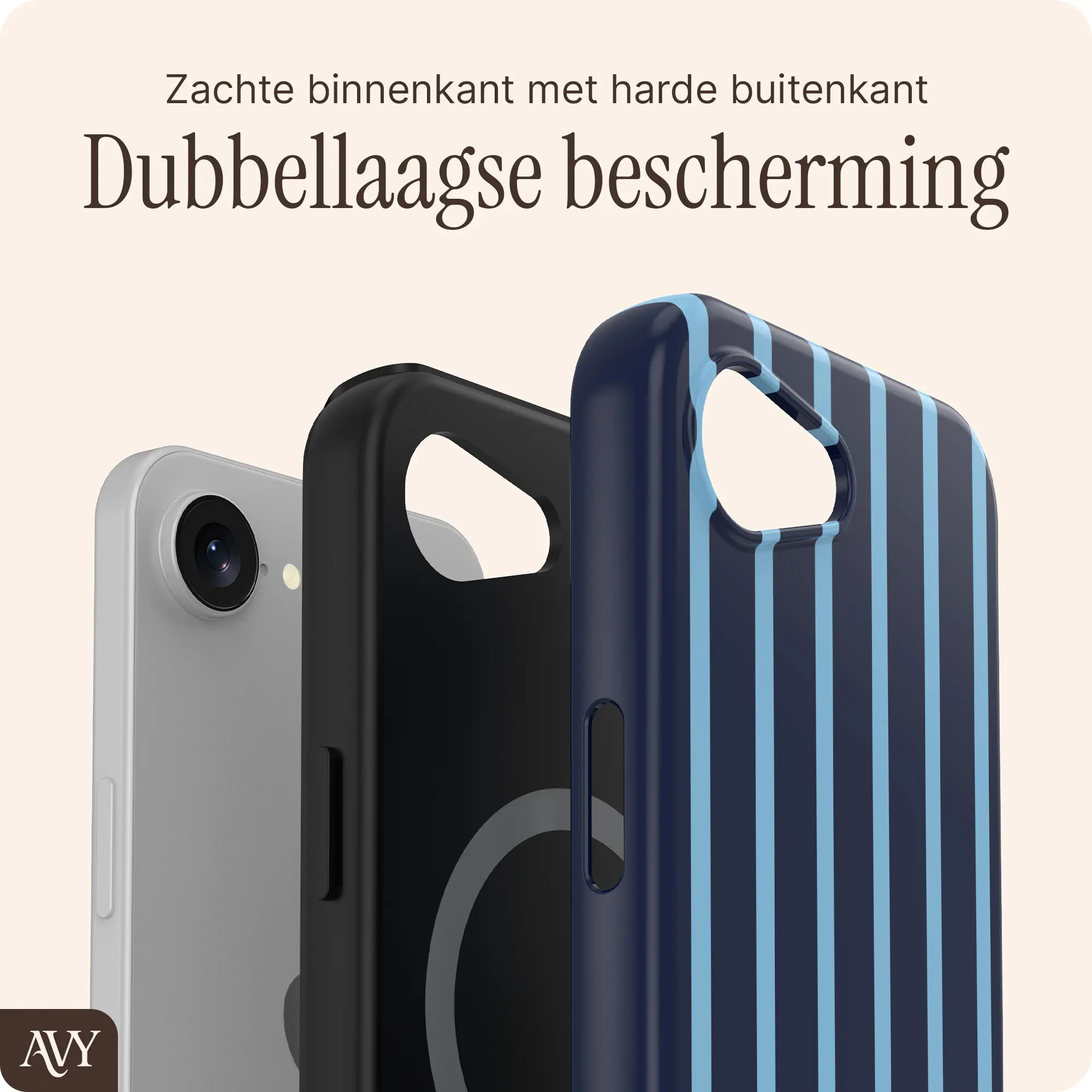 AVY Apple iPhone 17e / 16e Hoesje MagSafe Back Cover Blue Society afbeelding 2