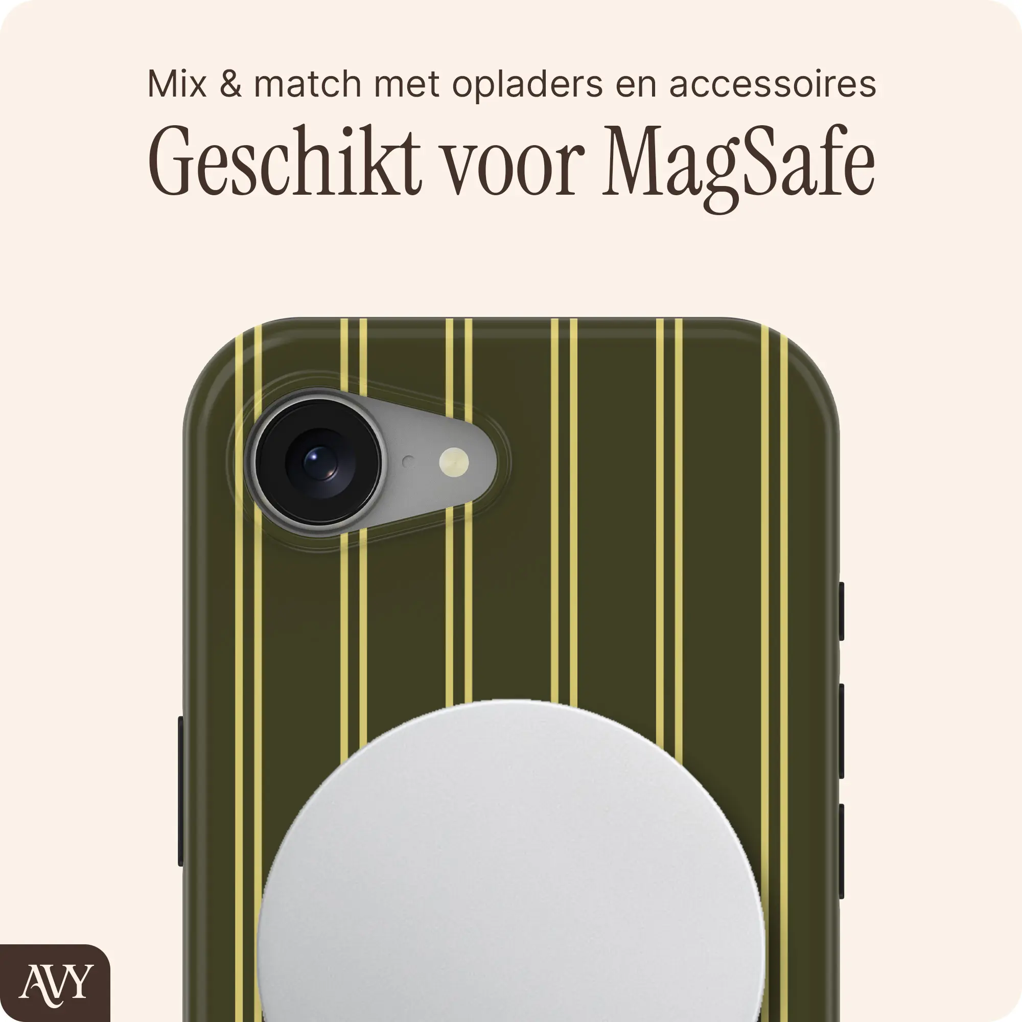 AVY Apple iPhone 17e / 16e Hoesje MagSafe Back Cover Martini Olive afbeelding 4