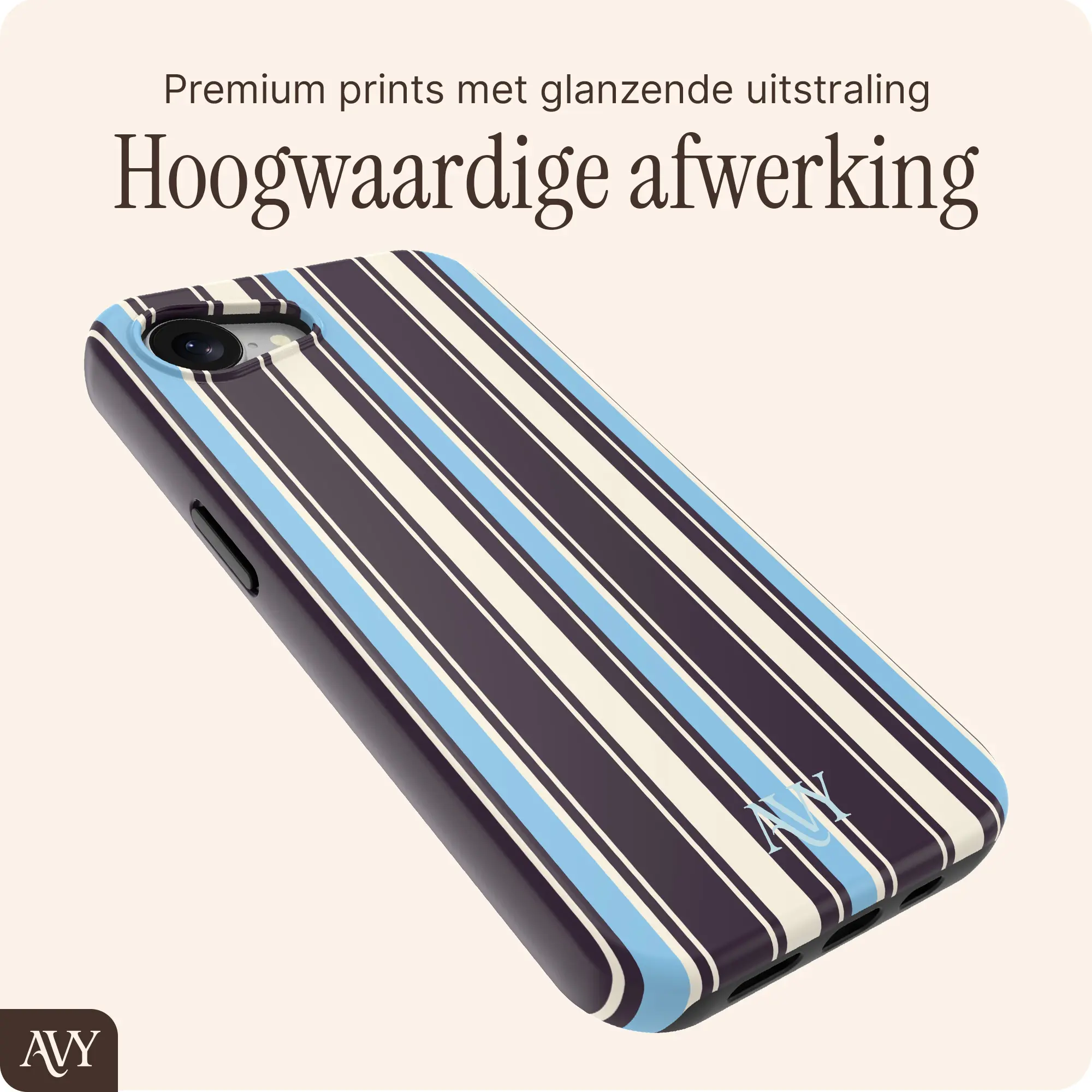 AVY Apple iPhone 17e / 16e Hoesje MagSafe Back Cover Oxford Stripe afbeelding 6