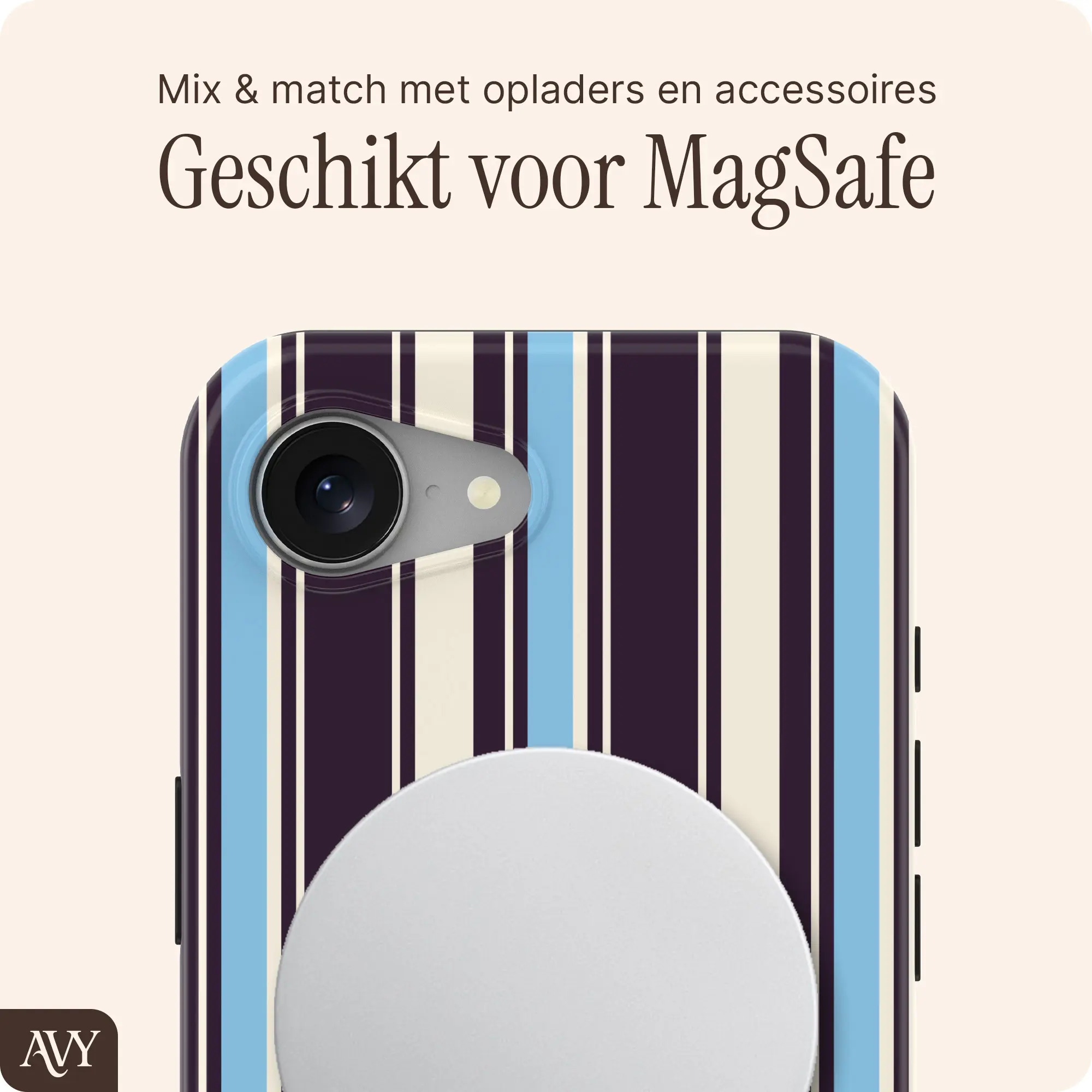 AVY Apple iPhone 17e / 16e Hoesje MagSafe Back Cover Oxford Stripe afbeelding 4