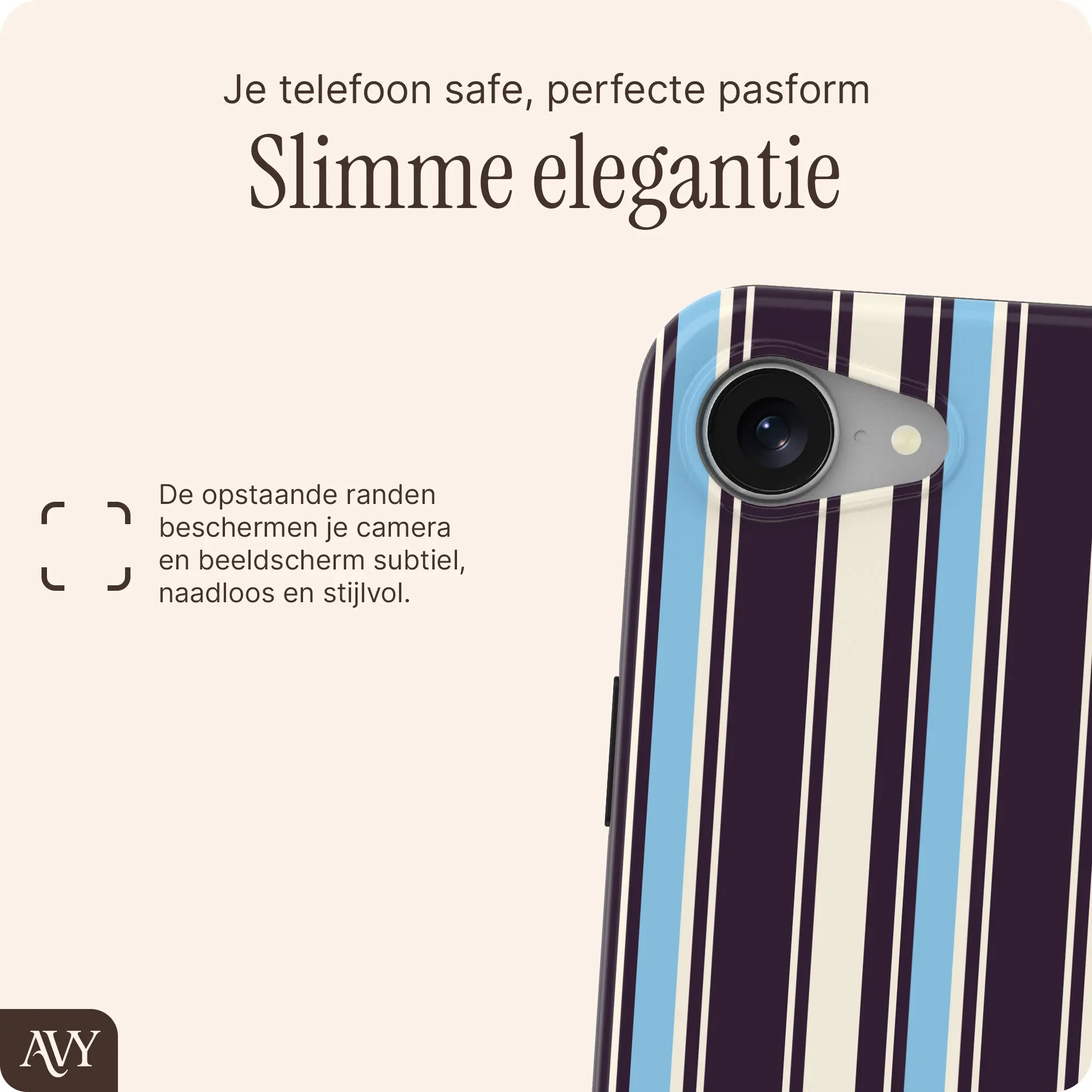 AVY Apple iPhone 17e / 16e Hoesje MagSafe Back Cover Oxford Stripe afbeelding 5