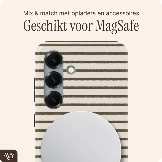 AVY Samsung Galaxy S25 Hoesje MagSafe Back Cover Cafe Creme afbeelding 3