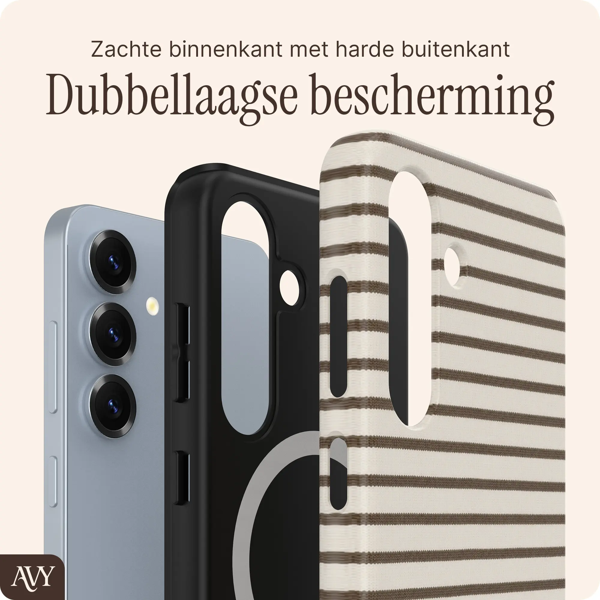 AVY Samsung Galaxy S25 Hoesje MagSafe Back Cover Cafe Creme afbeelding 2