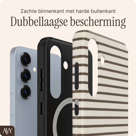 AVY Samsung Galaxy S25 Hoesje MagSafe Back Cover Cafe Creme afbeelding 2