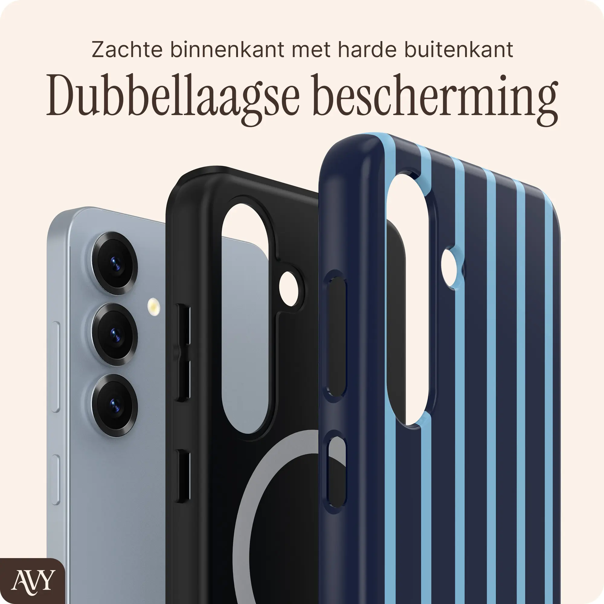 AVY Samsung Galaxy S25 Hoesje MagSafe Back Cover Blue Society afbeelding 2