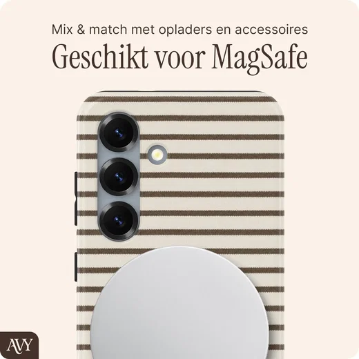 AVY Samsung Galaxy S25 Plus Hoesje MagSafe Back Cover Cafe Creme afbeelding 3