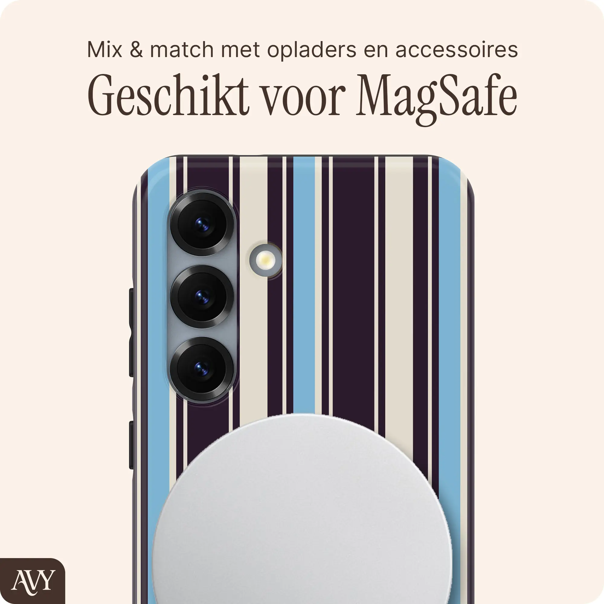 AVY Samsung Galaxy S25 Plus Hoesje MagSafe Back Cover Oxford Stripe afbeelding 3