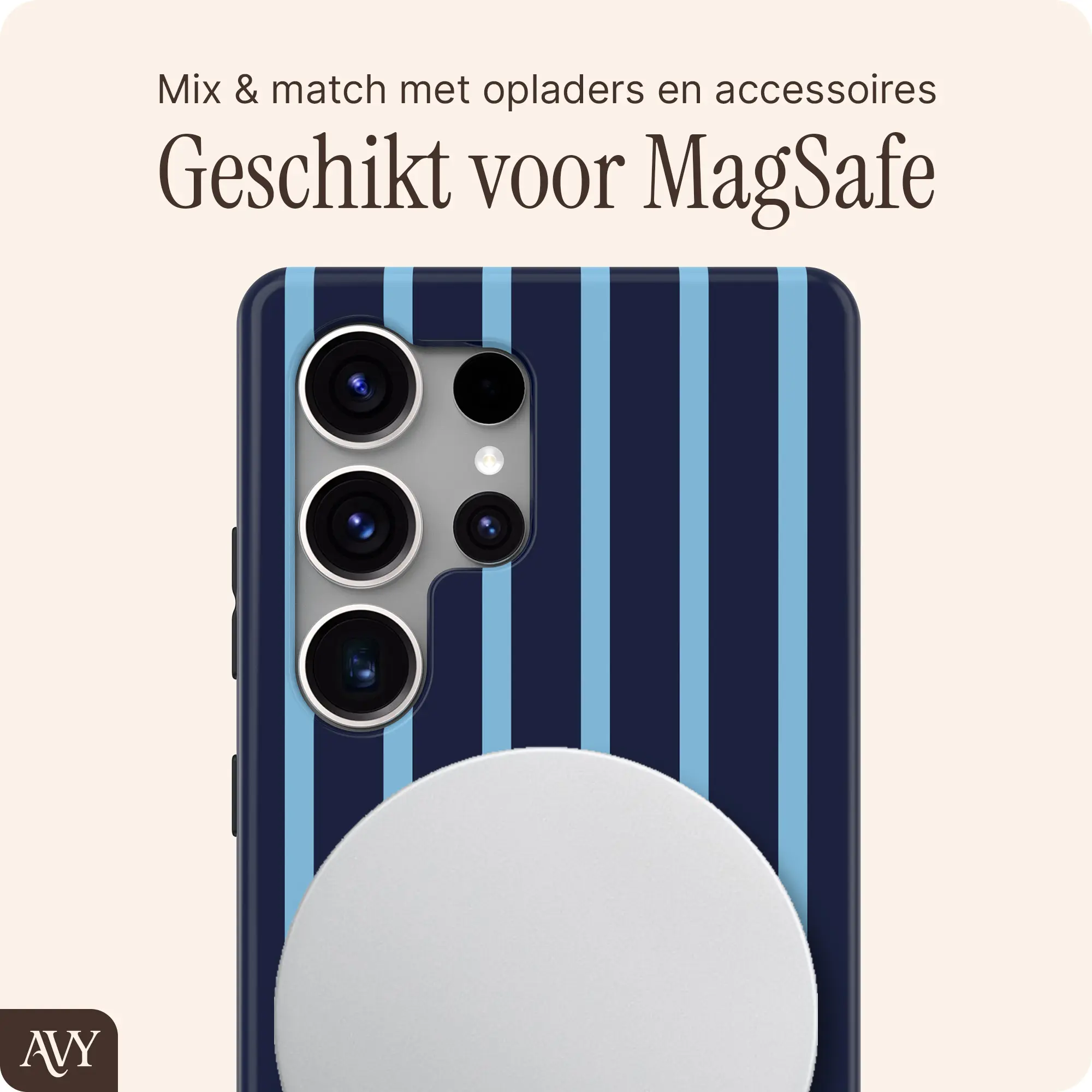 AVY Samsung Galaxy S25 Ultra Hoesje MagSafe Back Cover Blue Society afbeelding 3