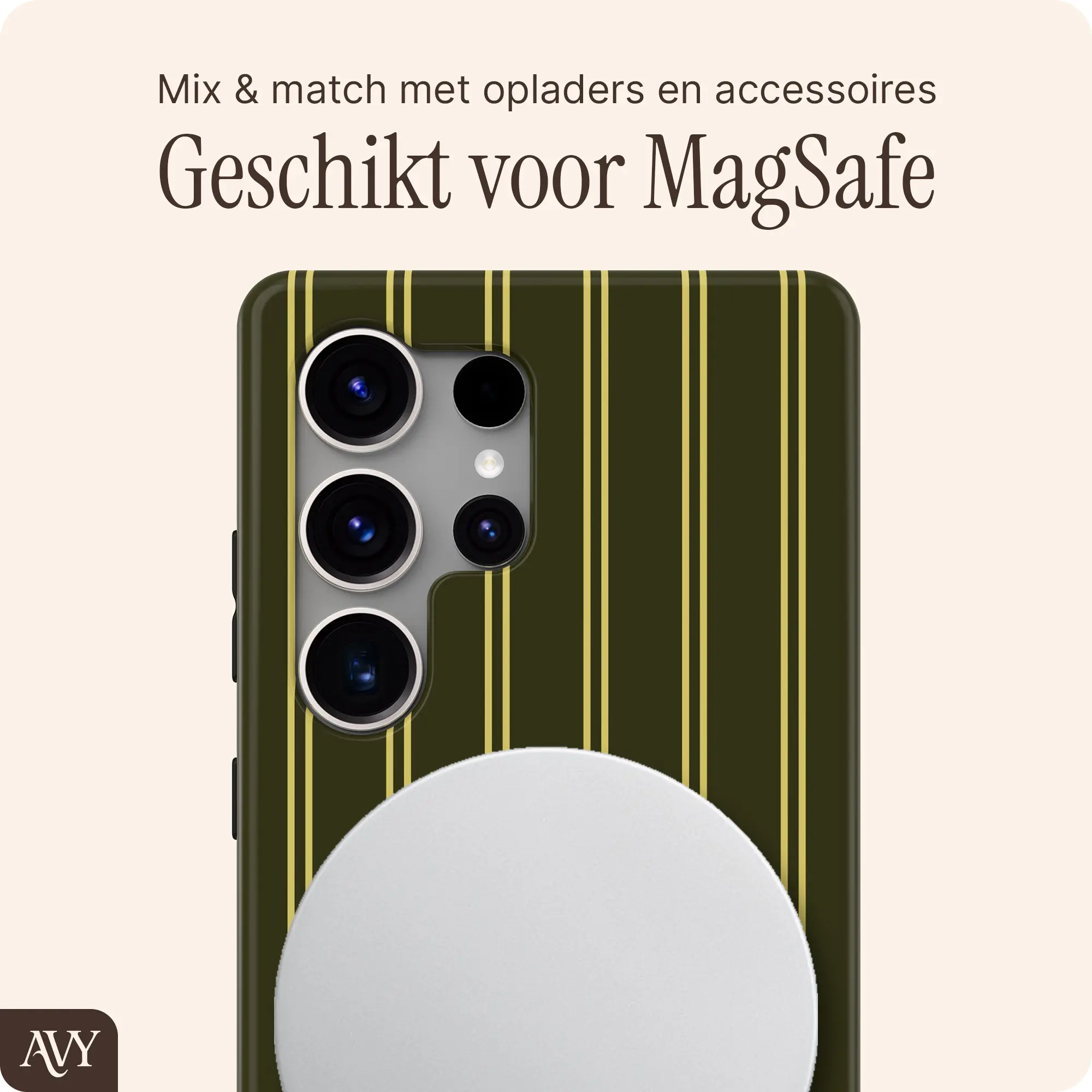 AVY Samsung Galaxy S25 Ultra Hoesje MagSafe Back Cover Martini Olive afbeelding 3