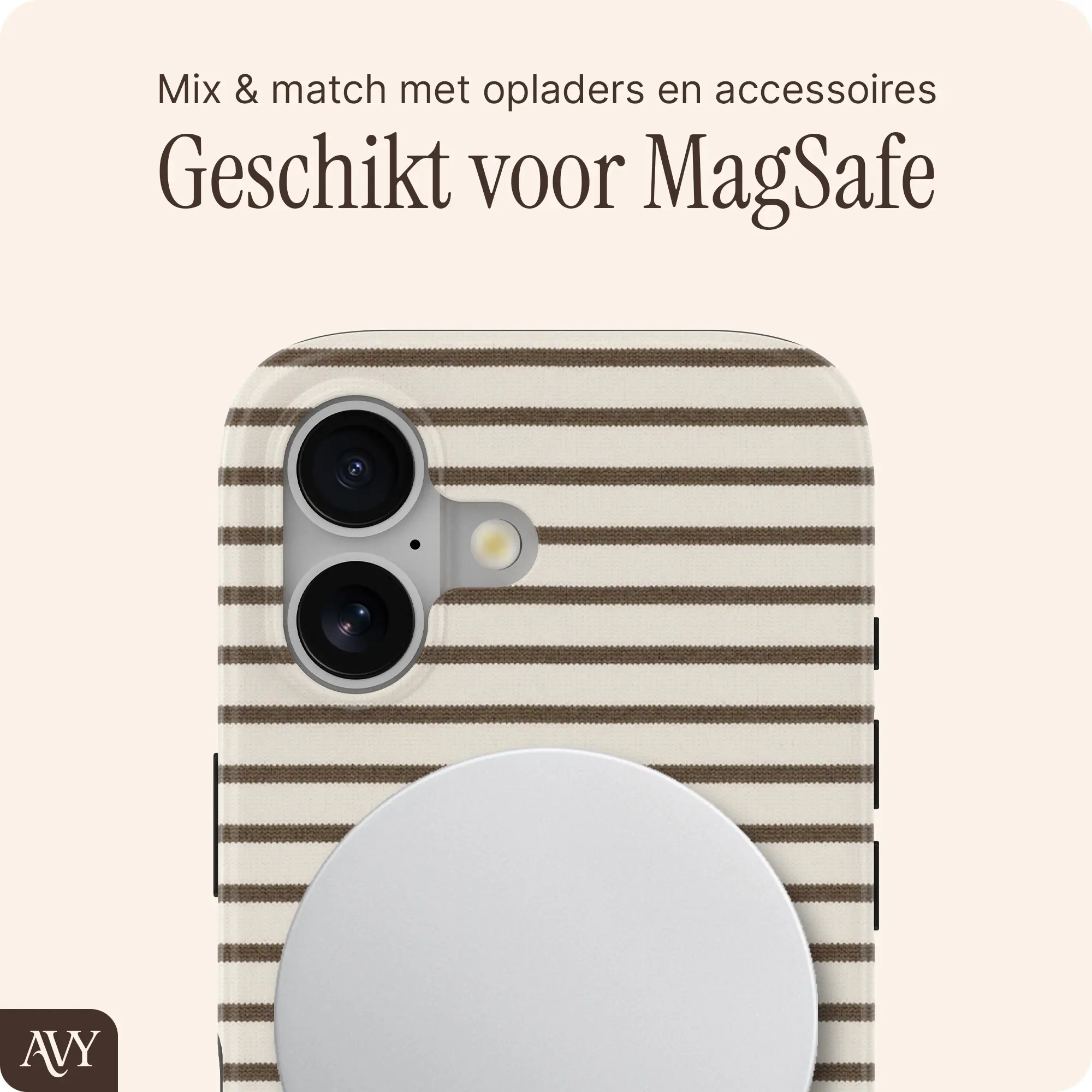 AVY Apple iPhone 16 Hoesje MagSafe Back Cover Cafe Creme afbeelding 4