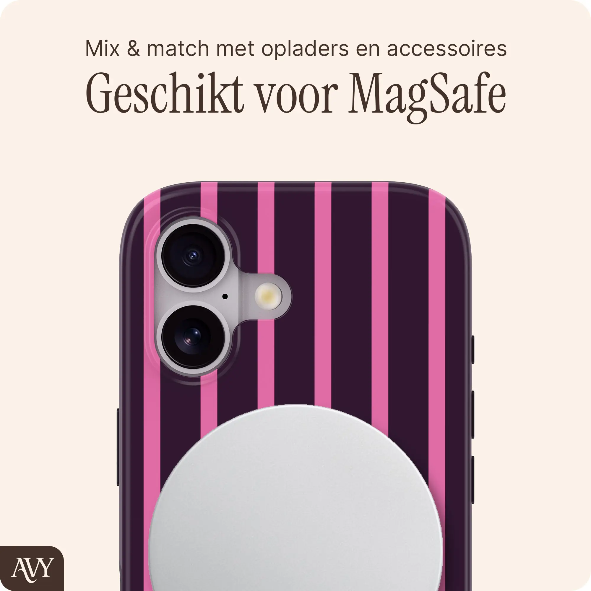 AVY Apple iPhone 16 Hoesje MagSafe Back Cover Cherry Wine afbeelding 4