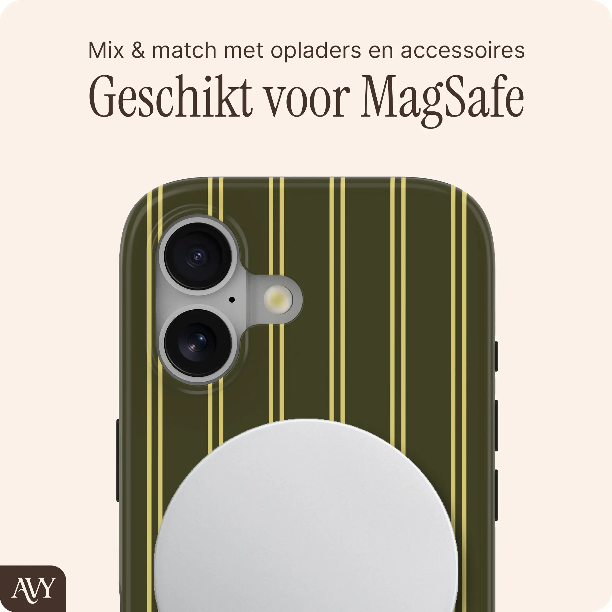 AVY Apple iPhone 16 Hoesje MagSafe Back Cover Martini Olive afbeelding 4