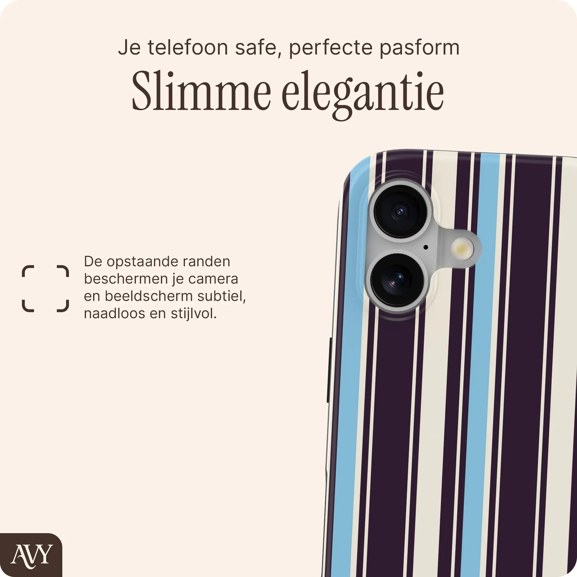 AVY Apple iPhone 16 Hoesje MagSafe Back Cover Oxford Stripe afbeelding 5