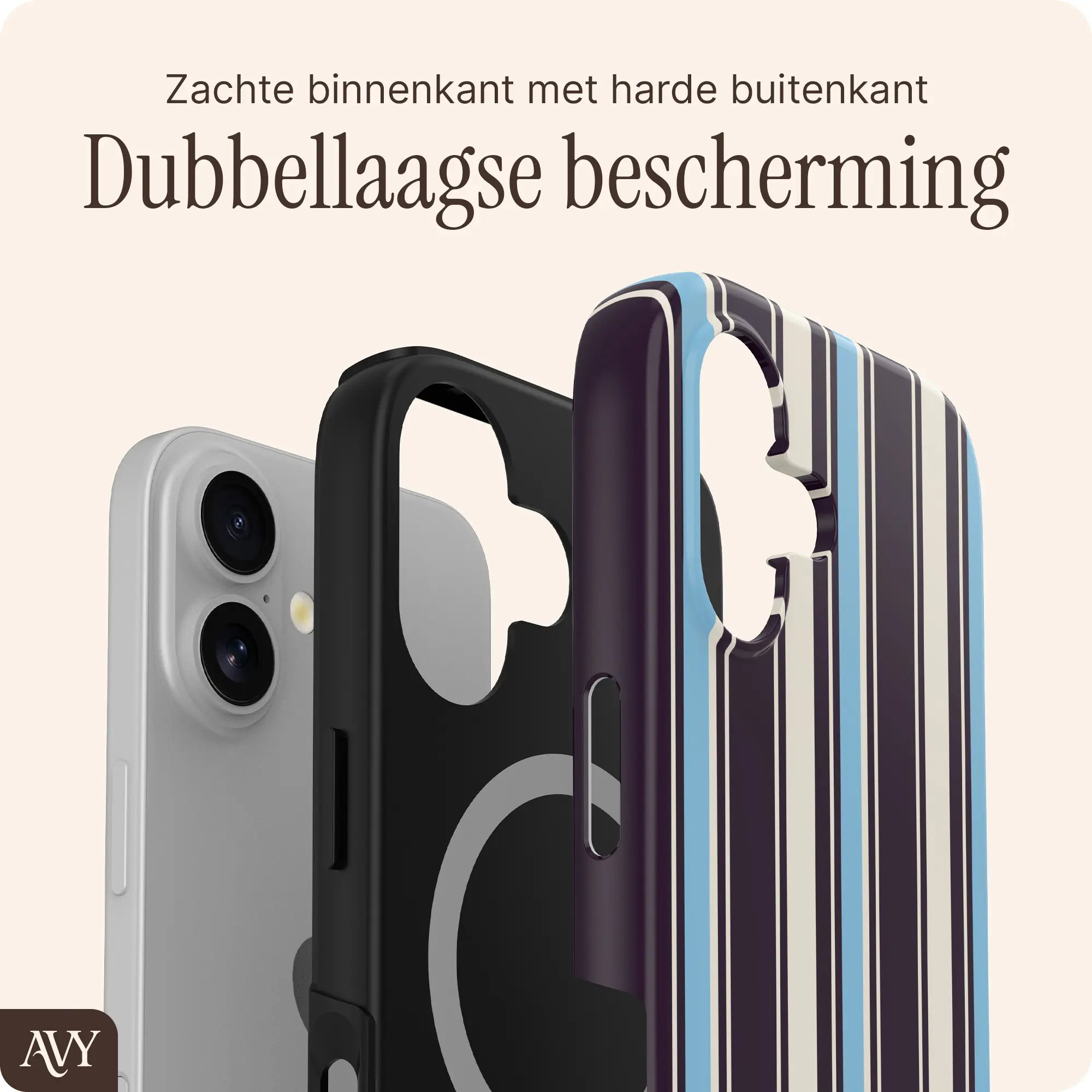 AVY Apple iPhone 16 Hoesje MagSafe Back Cover Oxford Stripe afbeelding 2