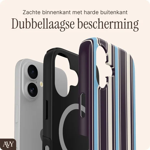 AVY Apple iPhone 16 Hoesje MagSafe Back Cover Oxford Stripe afbeelding 2