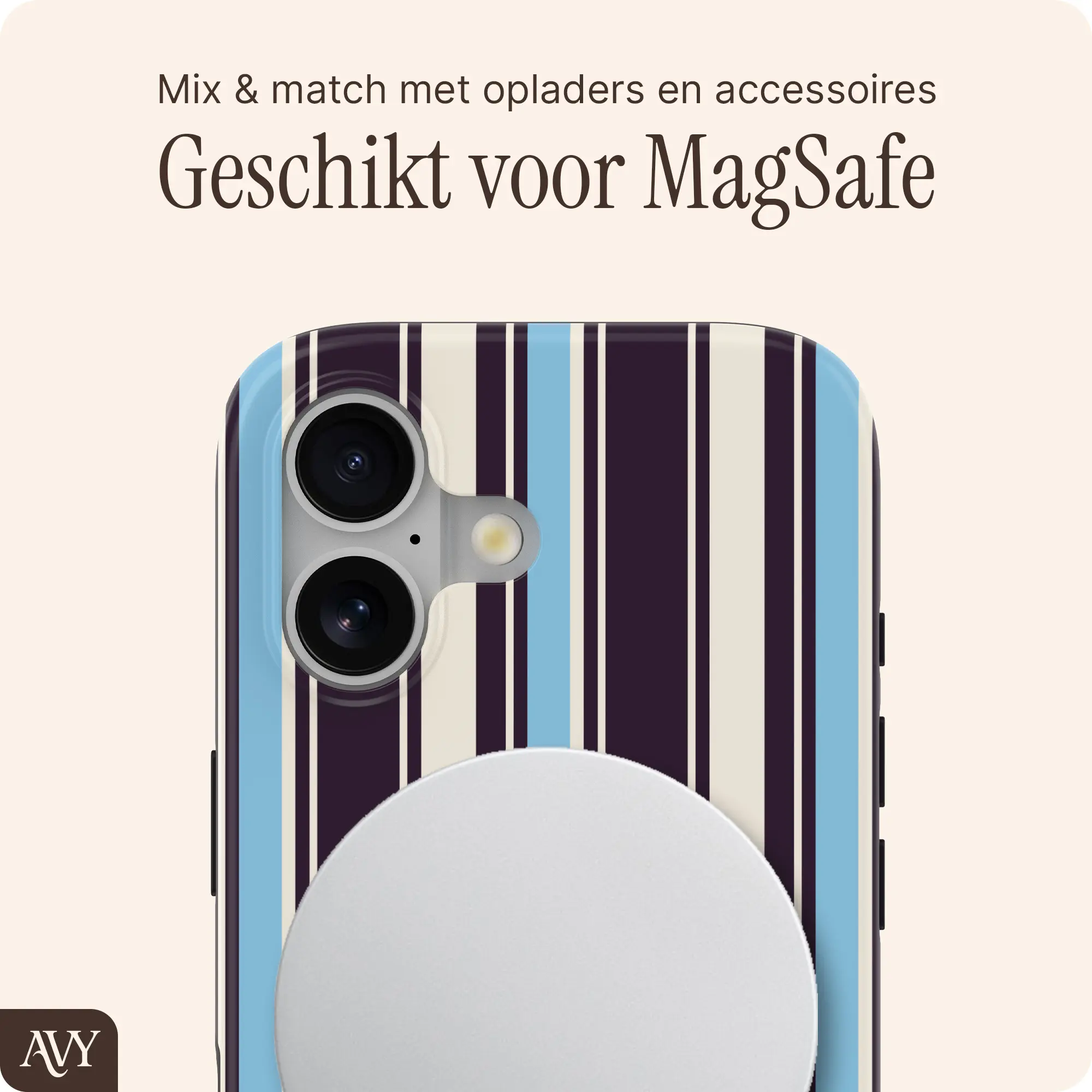AVY Apple iPhone 16 Hoesje MagSafe Back Cover Oxford Stripe afbeelding 4