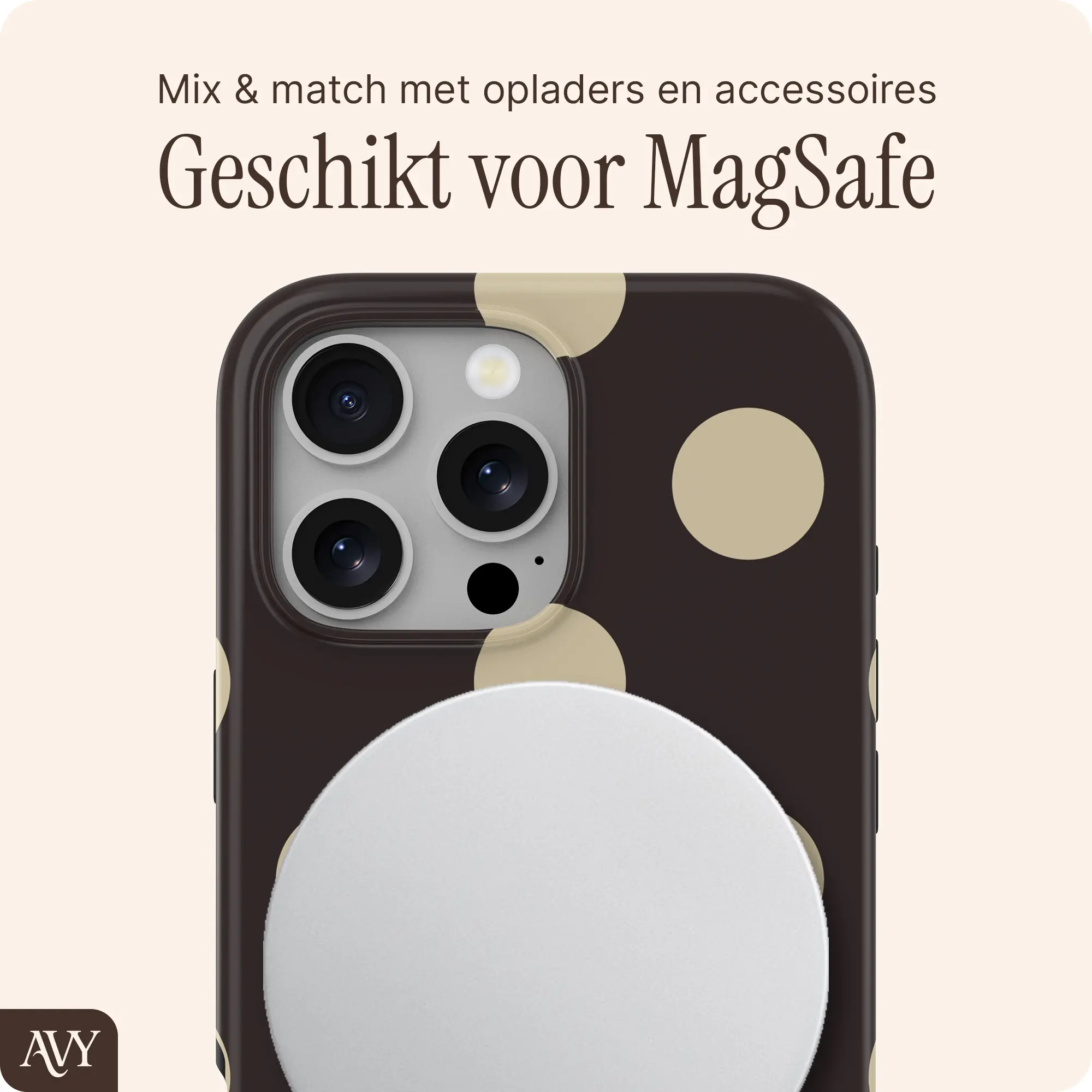 AVY Apple iPhone 16 Pro Hoesje MagSafe Back Cover Tiramisu afbeelding 3