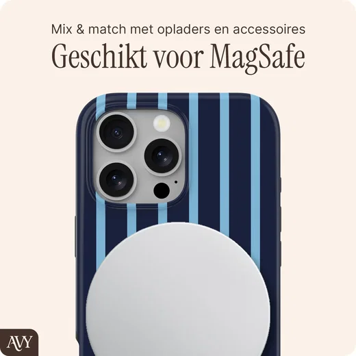 AVY Apple iPhone 16 Pro Hoesje MagSafe Back Cover Blue Society afbeelding 3